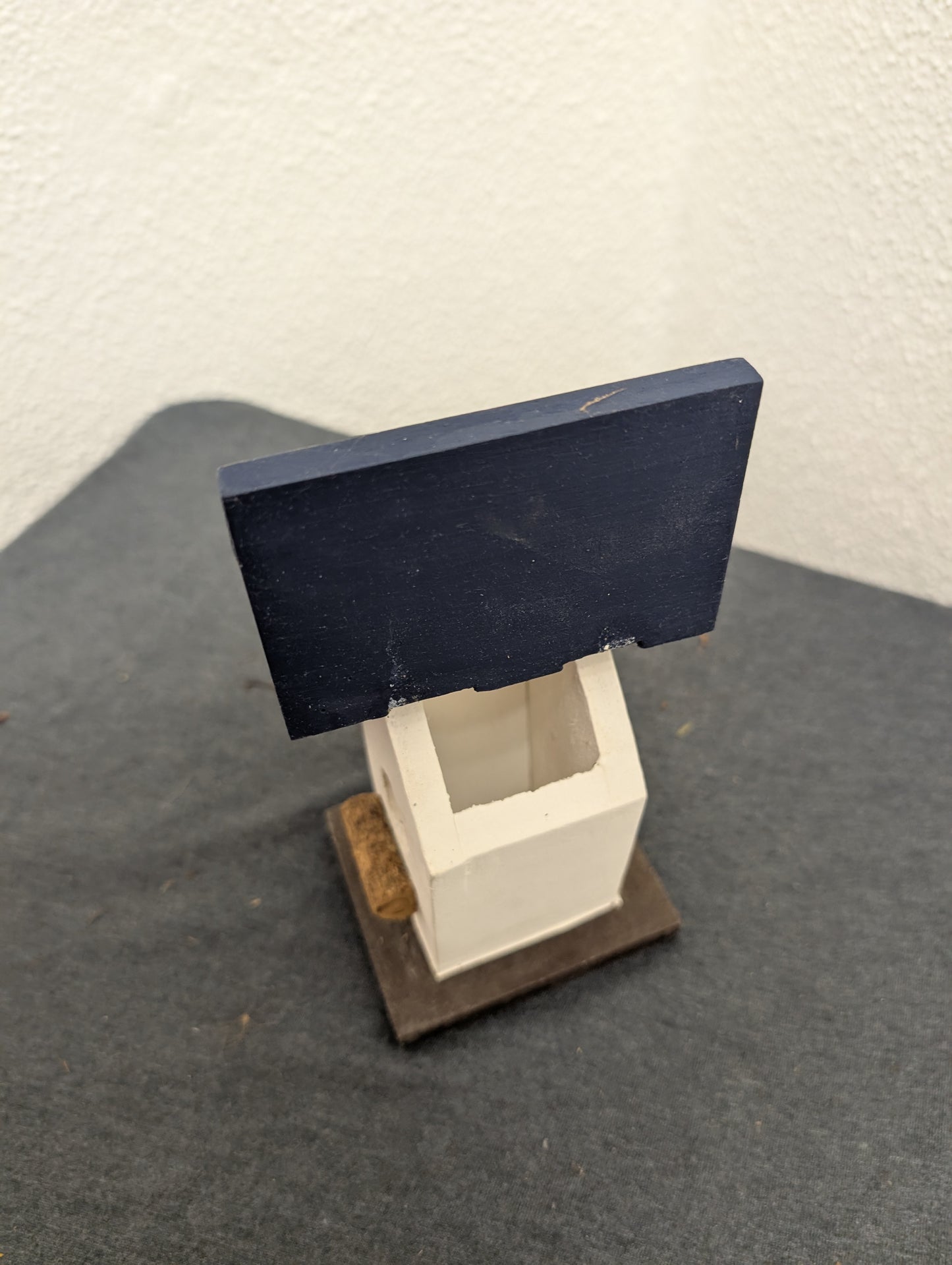 Vintage handcrafted small wooden birdhouse - liftable roof flap