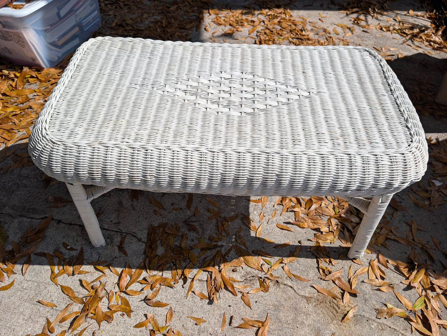 Bamboo Rattan Vintage WHITE BOHO CHIC TABLE
