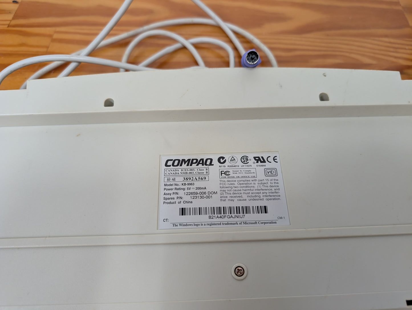 Vintage Compaq Keyboard KB-9963 PS/2