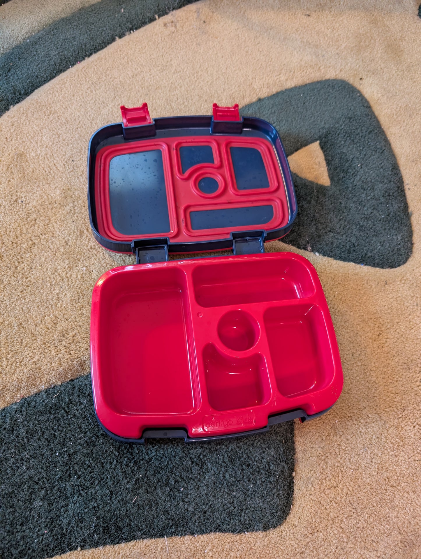 Bentgo Kids Bento-Style 5-Compartment Leak-Proof Lunch Box - Ideal Portion Sizes for Ages 3 to 7 - Durable, Drop-Proof, Dishwasher Safe, BPA-Free - Black, Red