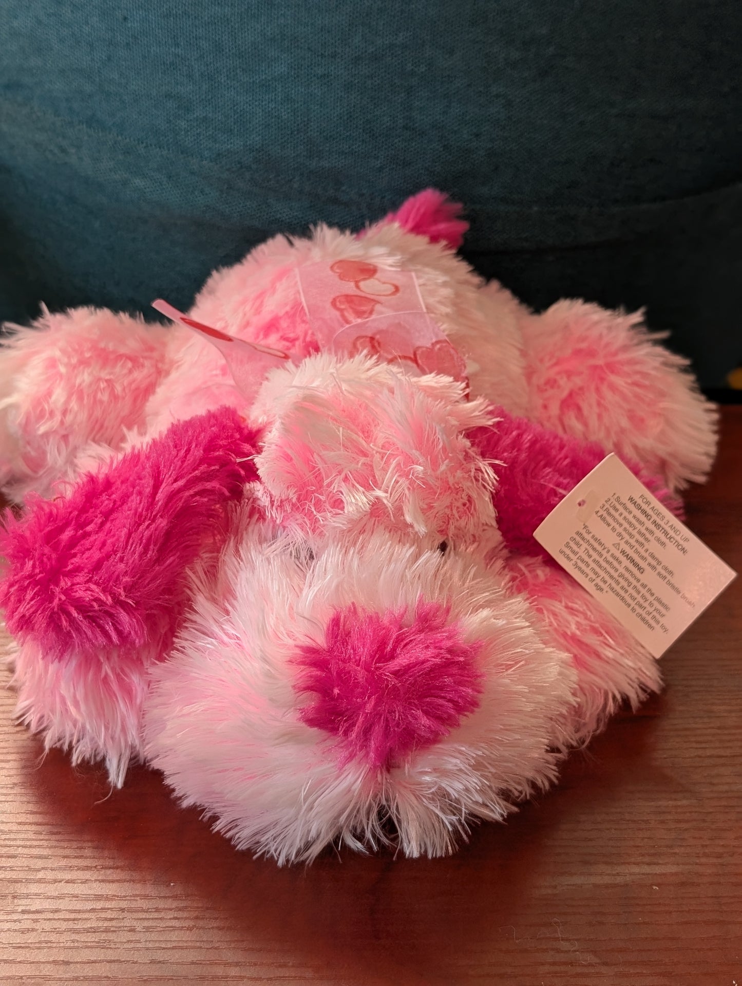 Valentine's Day bright pink and white plush puppy stuffed animal