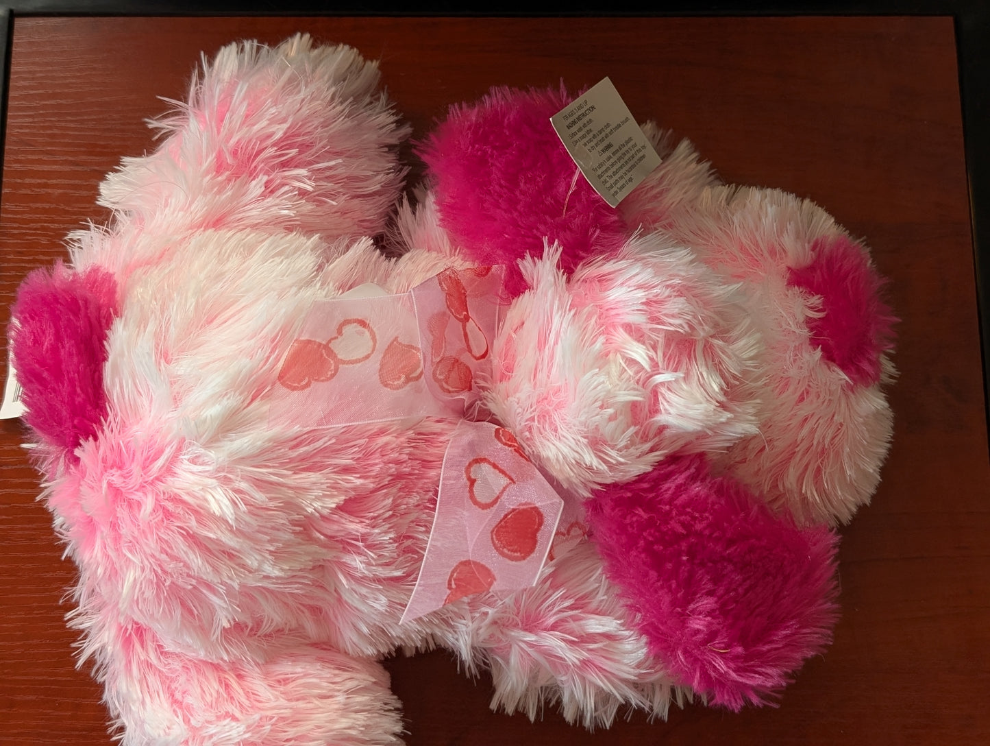 Valentine's Day bright pink and white plush puppy stuffed animal