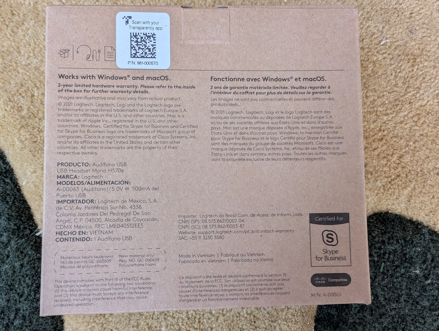 NEW Logitech - H570e - USB Mono Headset with Noise-Cancelling Microphone