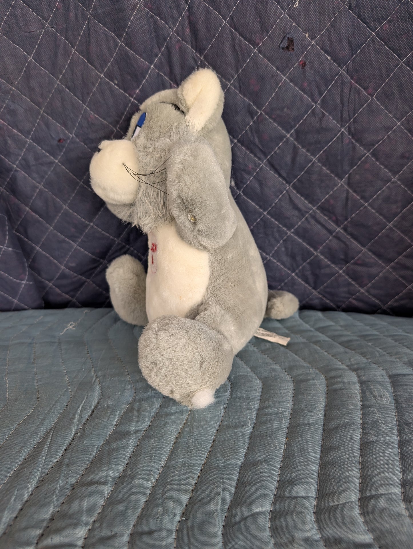 1990s Vintage Meowing Angry Cat Gray White 10" Plush Stuffed Electronic Toy B313