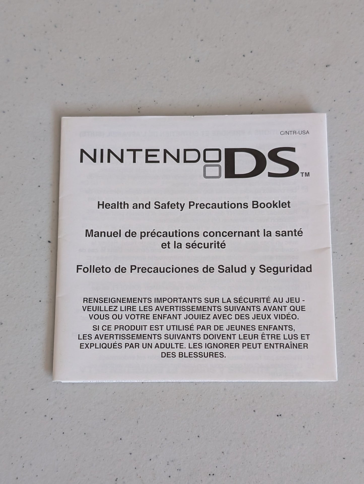 Nintendo DS Health and Safety Precautions Booklet