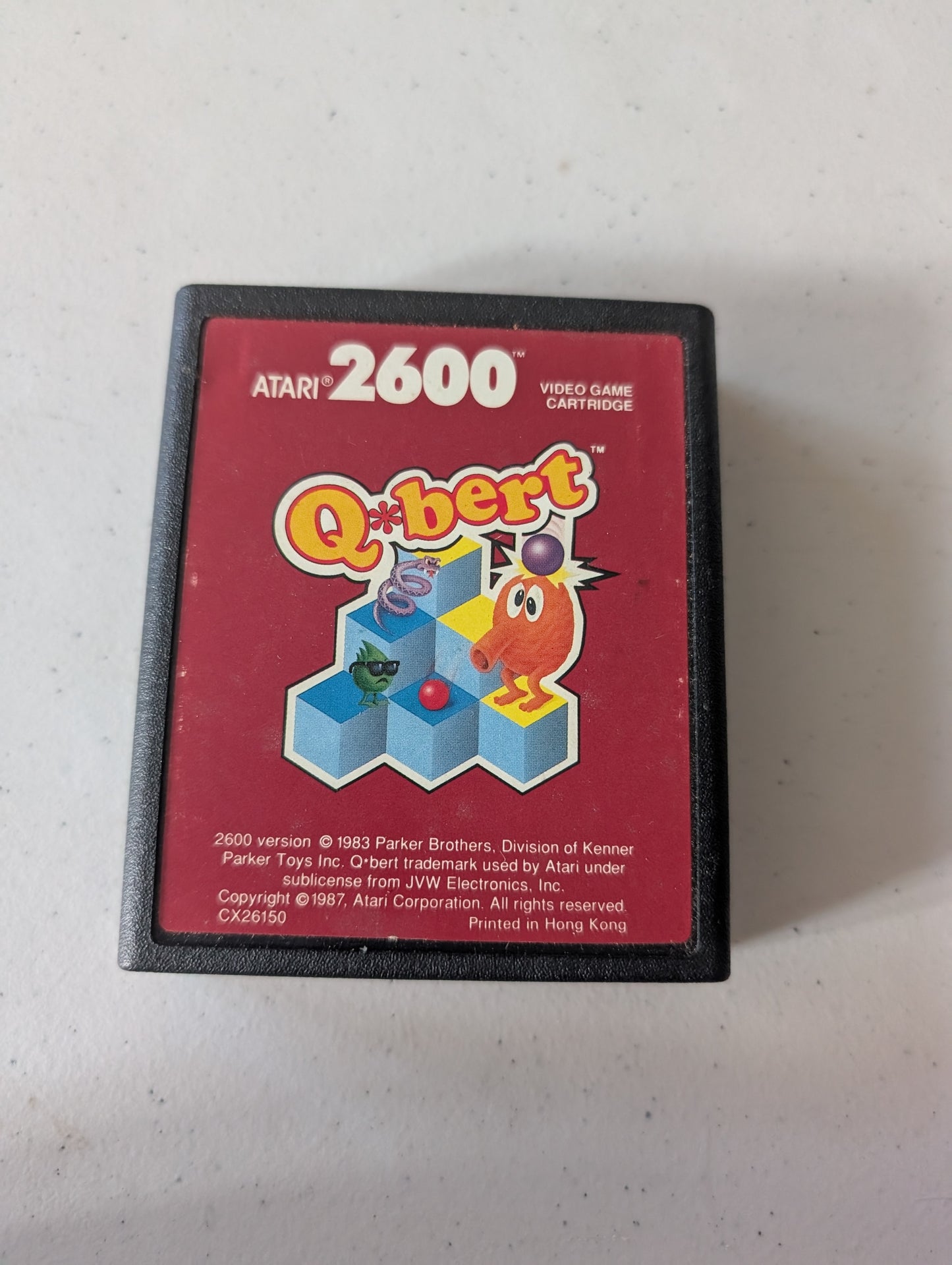 Q*Bert Qbert Red Label Atari 2600 Video Game Cartridge 1988