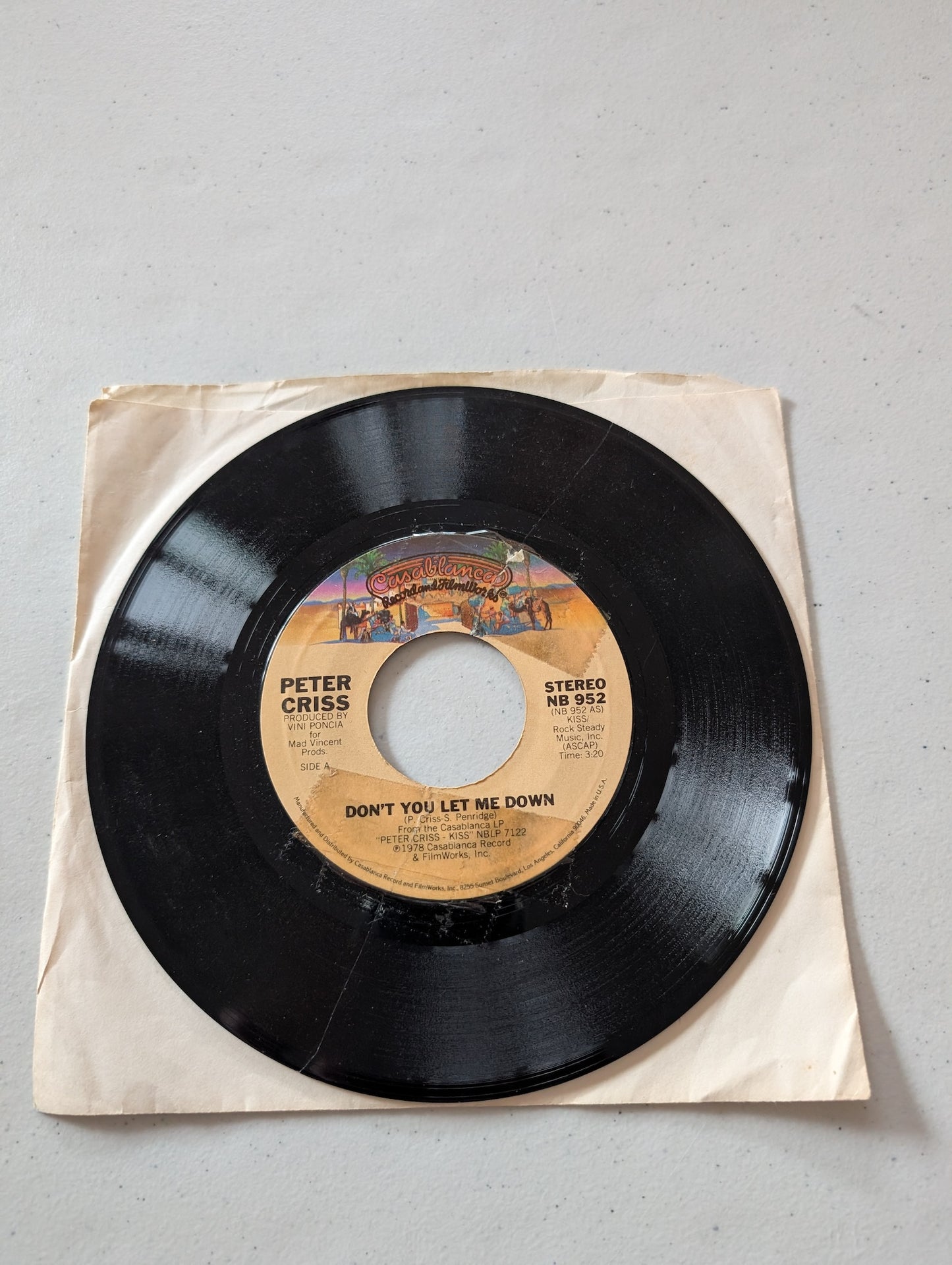 Peter Criss – Don't You Let Me Down - Hooked on Rock and Roll (7 in, 45 RPM, Single, Vinyl Record Album)