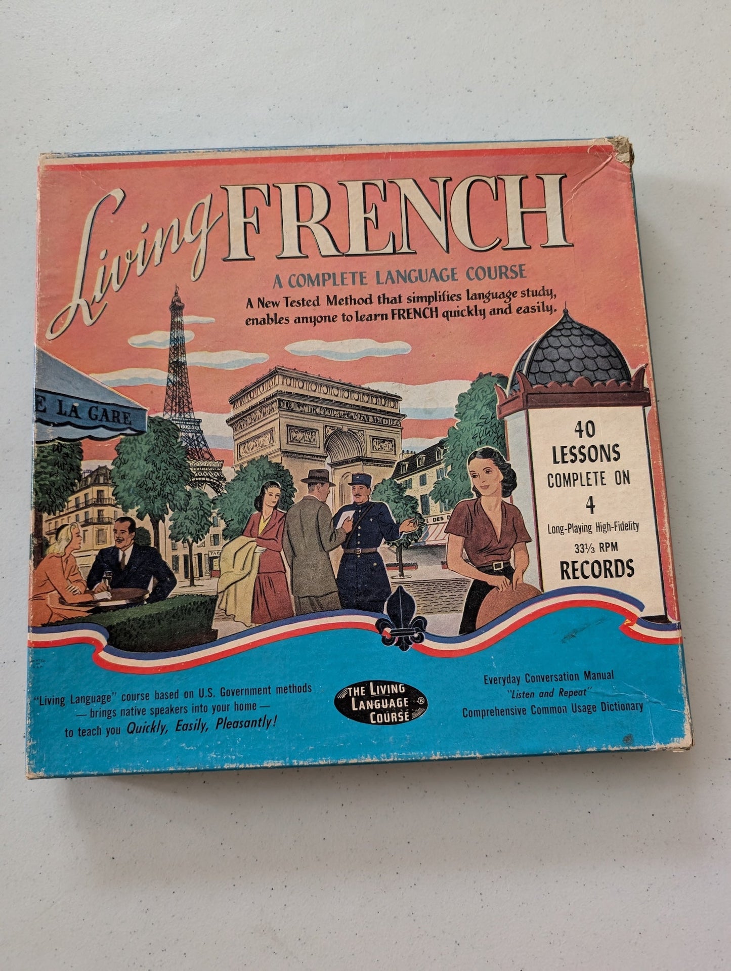 Living French The LP Edition 1968 Complete Language Course 40 Lessons. (Vinyl Record LP Album)