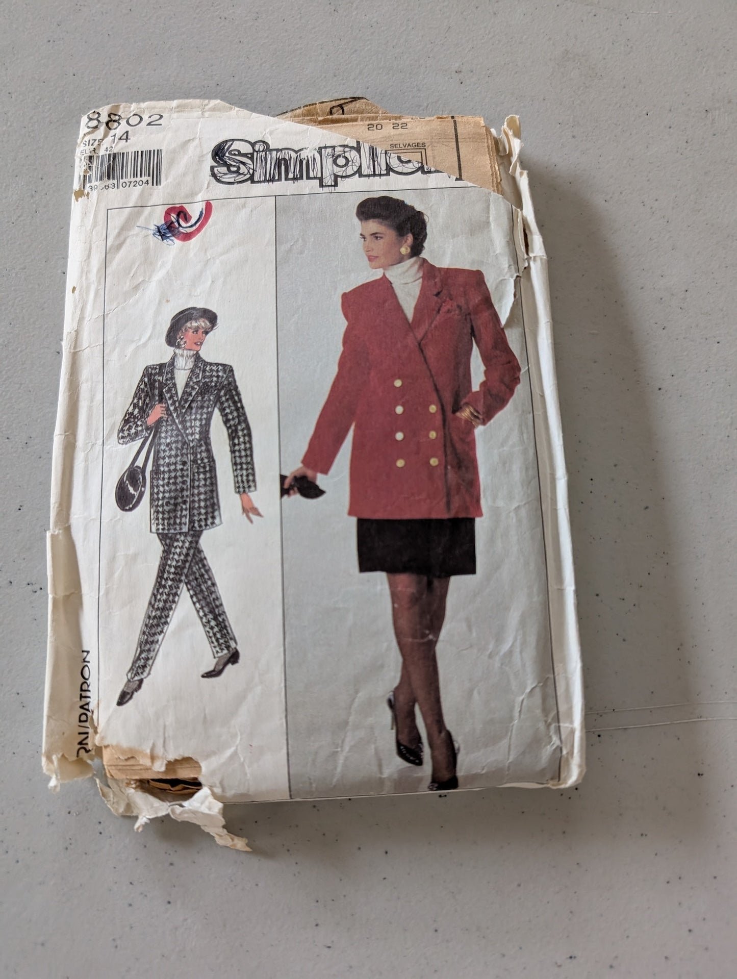 Simplicity 8802 Misses' Pants, Skirt And Lined Jacket Size 20(Sewing Pattern Vintage)