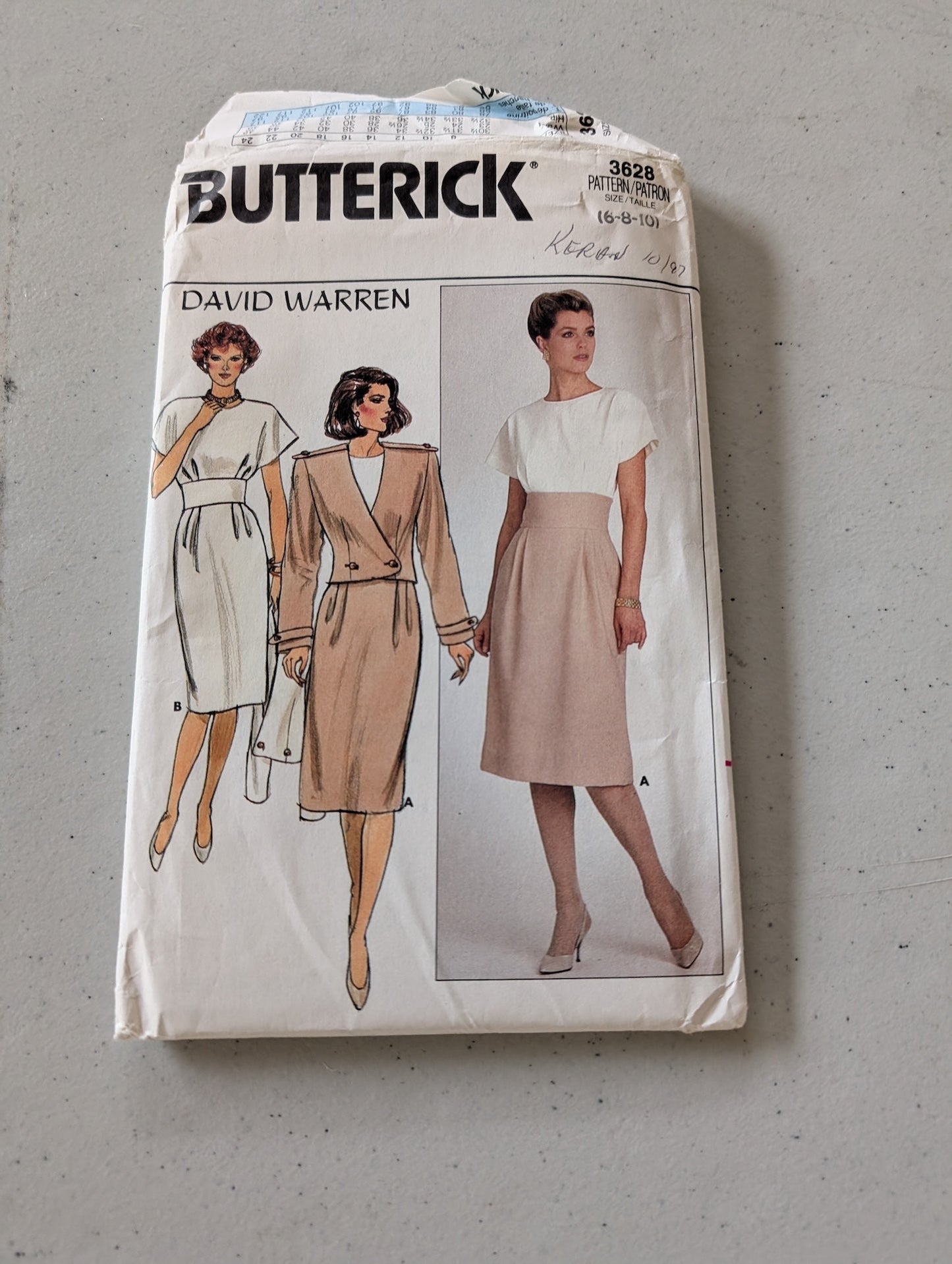 Butterick 3628 David Warren Designer Jacket Dress Pattern Sz 6 8 10 Career (Sewing Pattern Vintage)