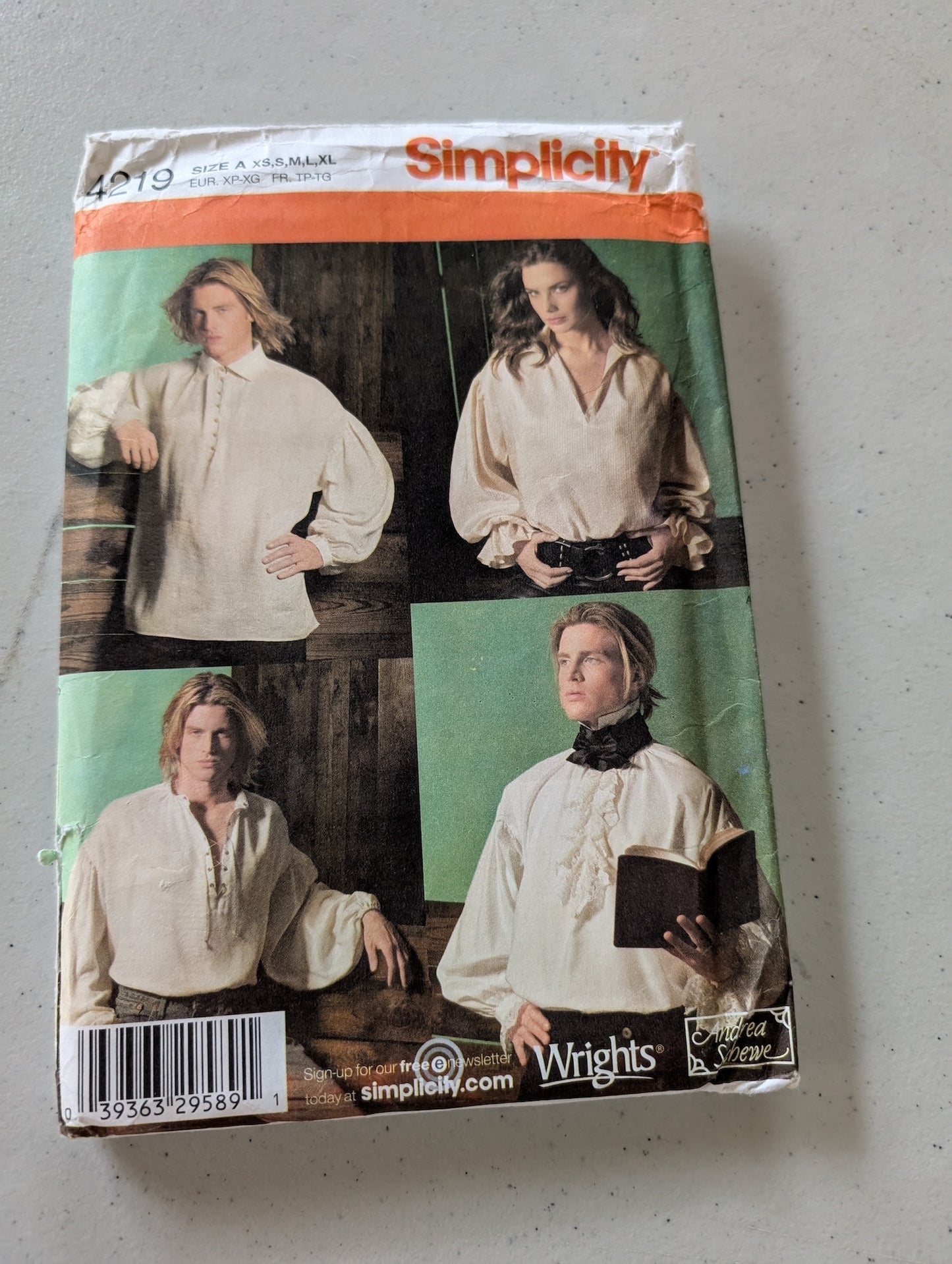 Simplicity 4219 Victorian Renaissance Poet Costume Sz XS-XL Pattern(Sewing Pattern Vintage)