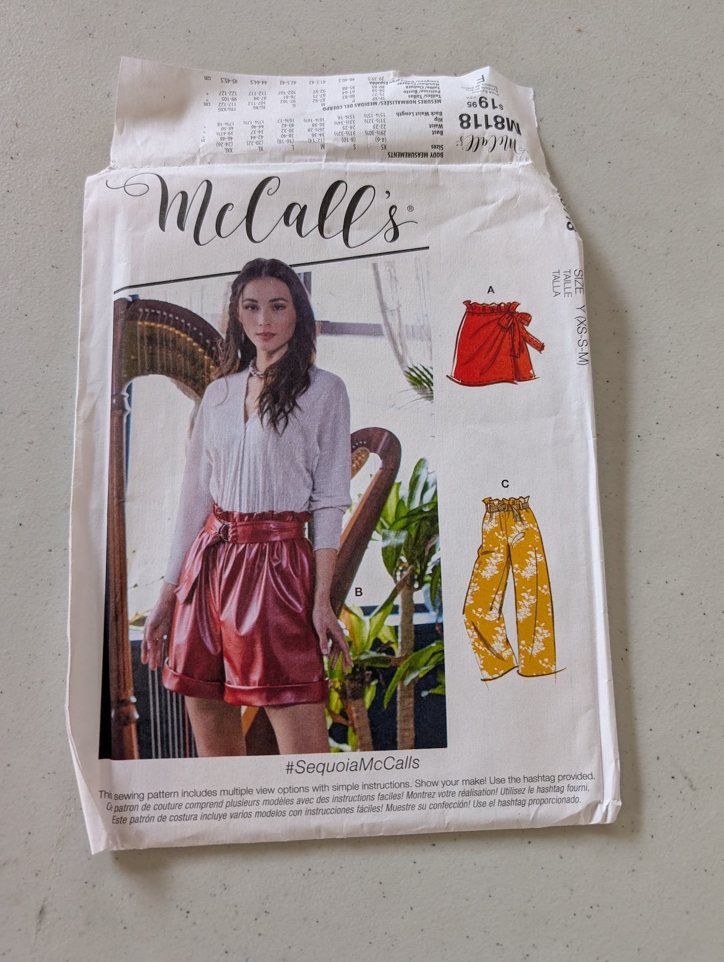 McCall's M8118 Paperbag Pants, Cargo Shorts & Sarong Skirt Sz 4-14 (Sewing Pattern Vintage)