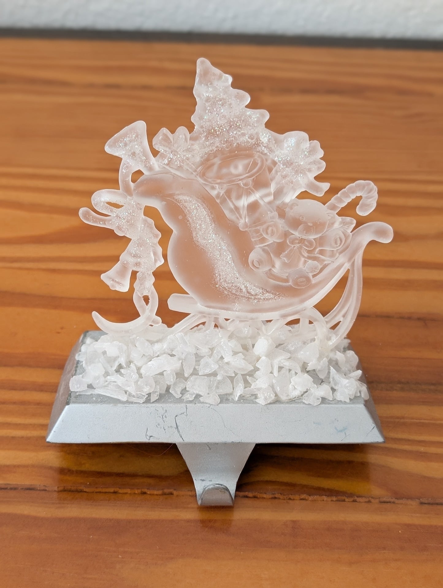 Frosted Acrylic Sleigh Stocking Holder from Unknown - Holiday Decor (Acrylic, Plastic Stocking Holder, Modern, Whimsical, Clear, Silver)