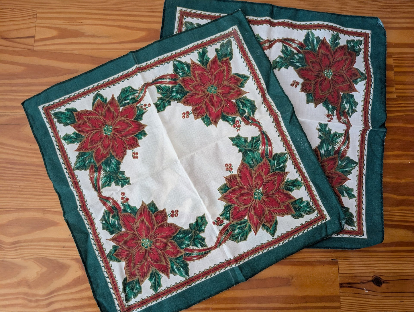 Poinsettia Napkins from Unknown - Home Goods (Cotton/Polyester Blend Linens, Traditional, White, Red, Green)