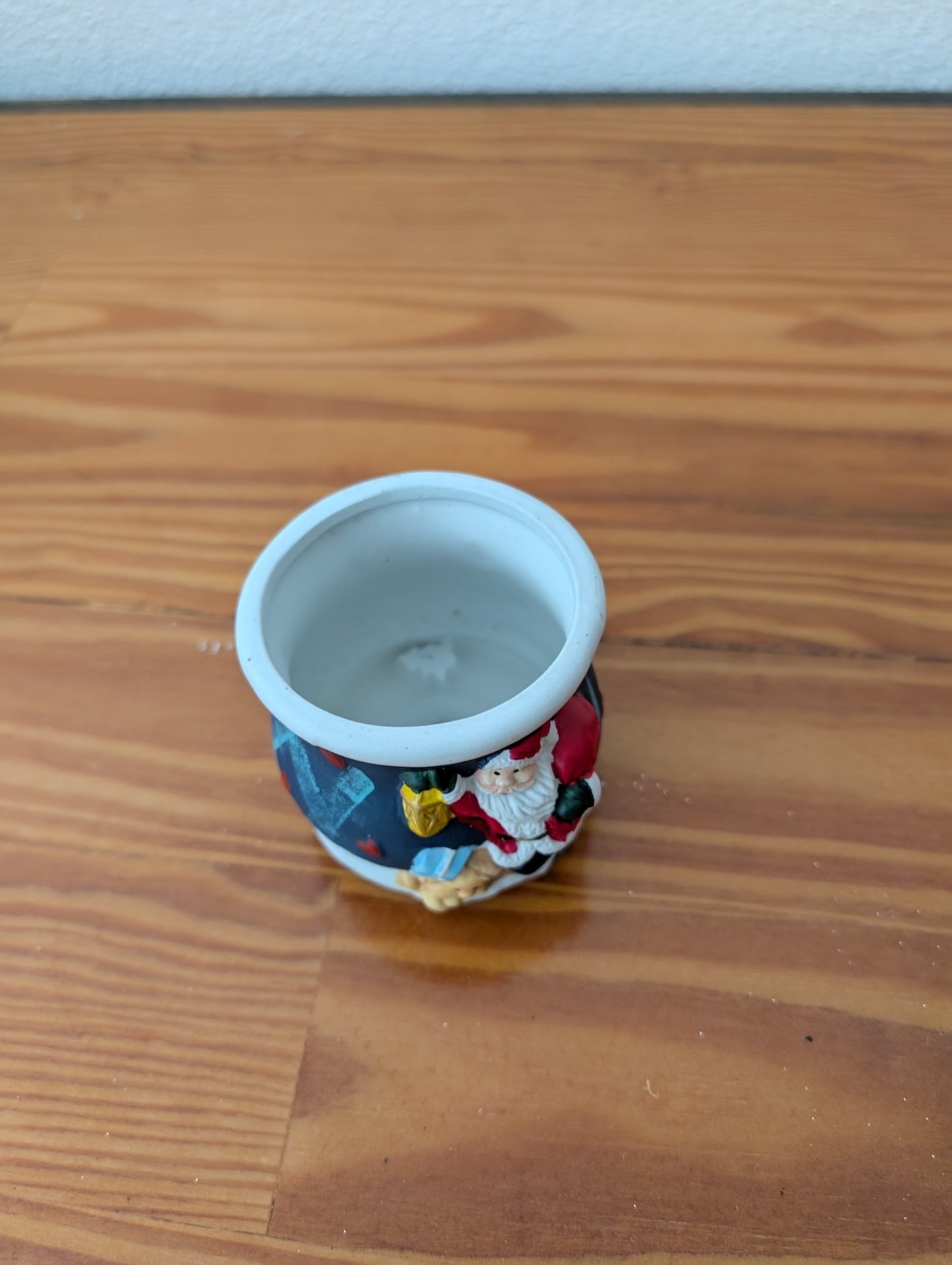 Santa Votive Holder from Unknown - Holiday Decor (Ceramic Votive Holder, Traditional, Dark Blue, White, Red)