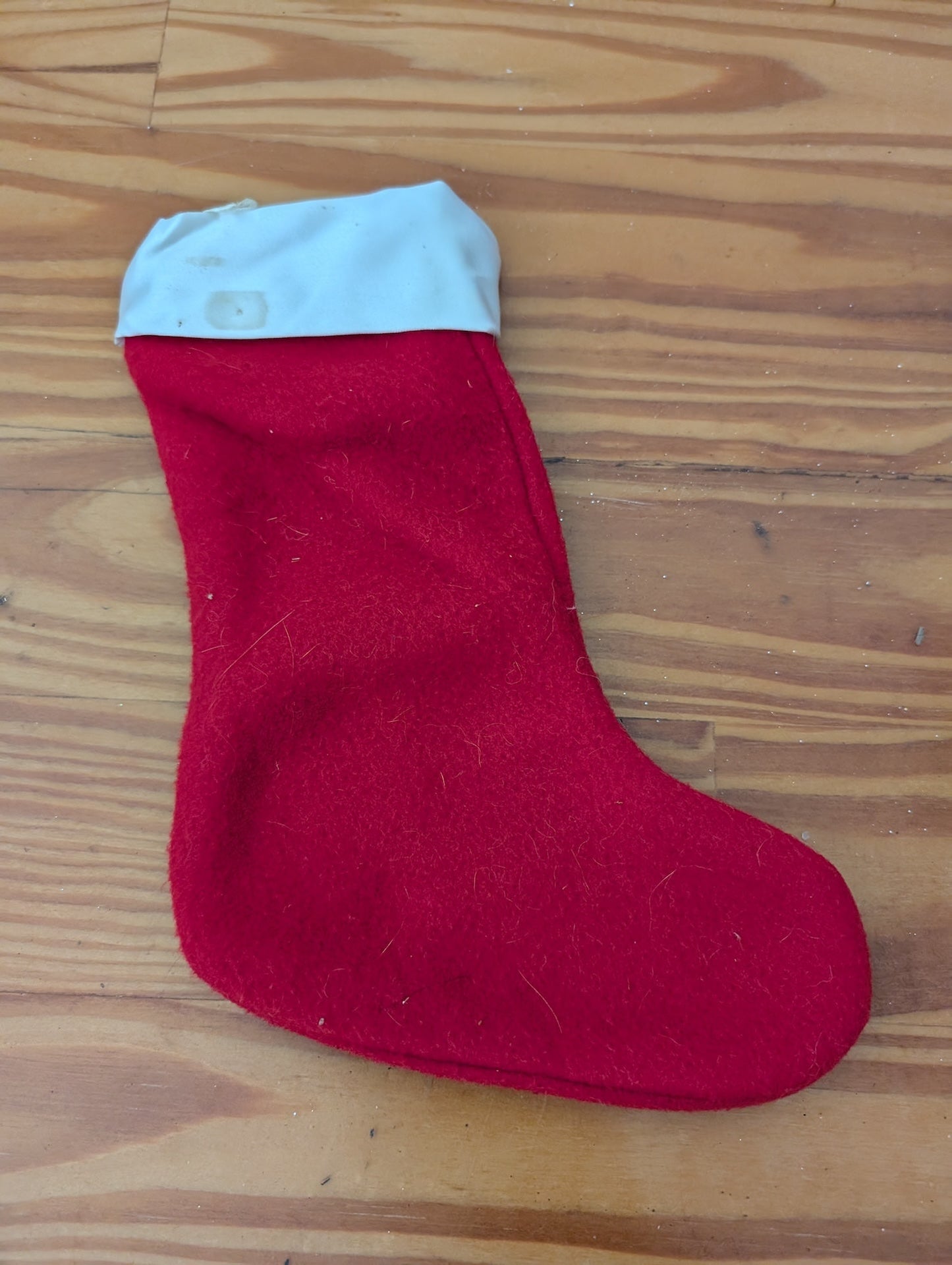 Simple Felt Stocking from Unknown - Linens (Felt Stocking, Traditional, Red, White)