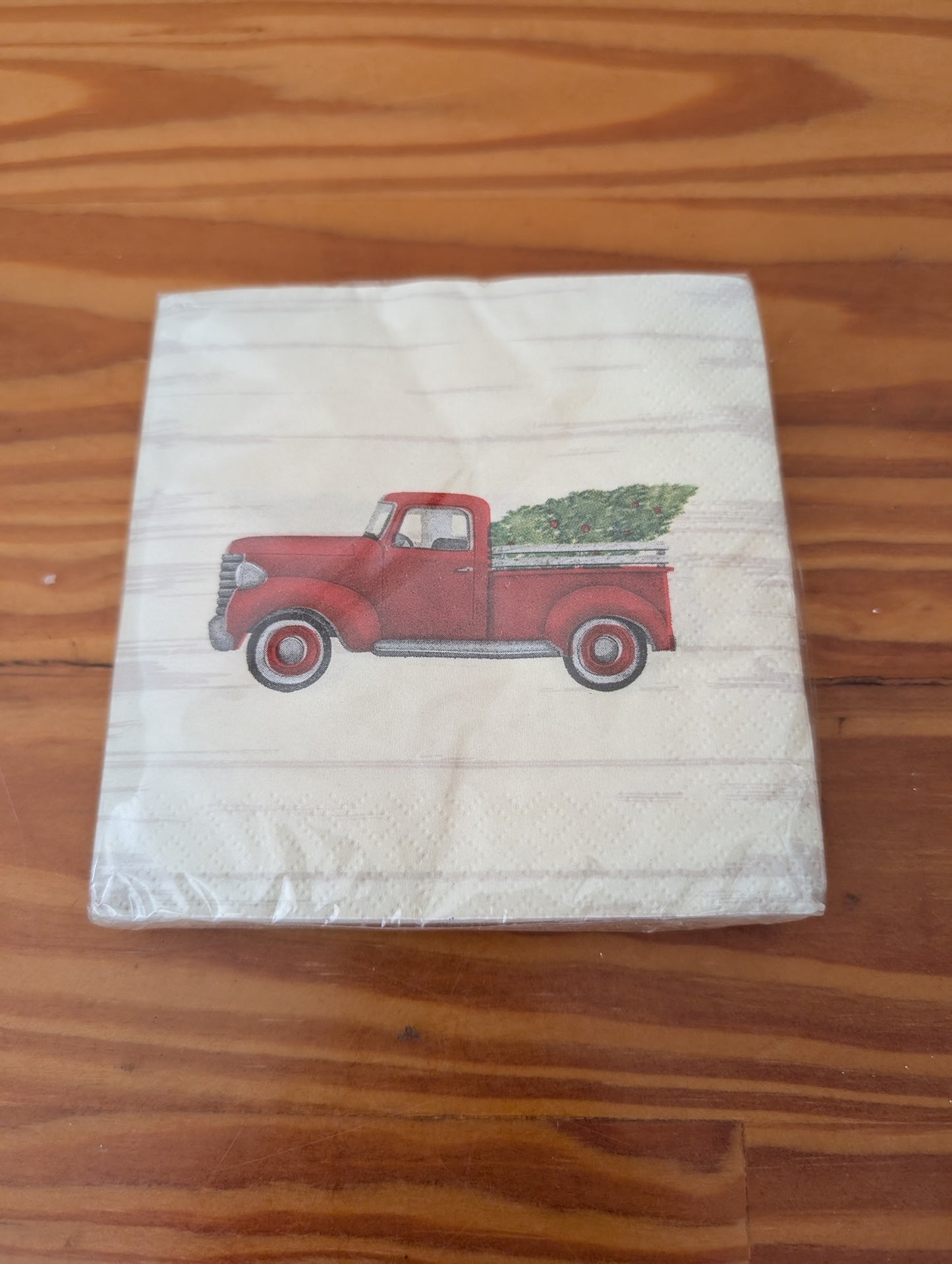 Red Truck Christmas Napkins from Unknown - Tabletop (Paper Paper Goods, Farmhouse, Rustic, White, Red, Green)