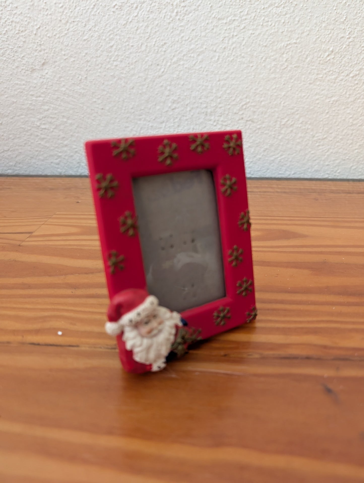 Mini Santa Picture Frame from Unknown - Holiday Decor (Resin or Plastic Decor / Frame, Kids, Whimsical, Red, Gold, White)