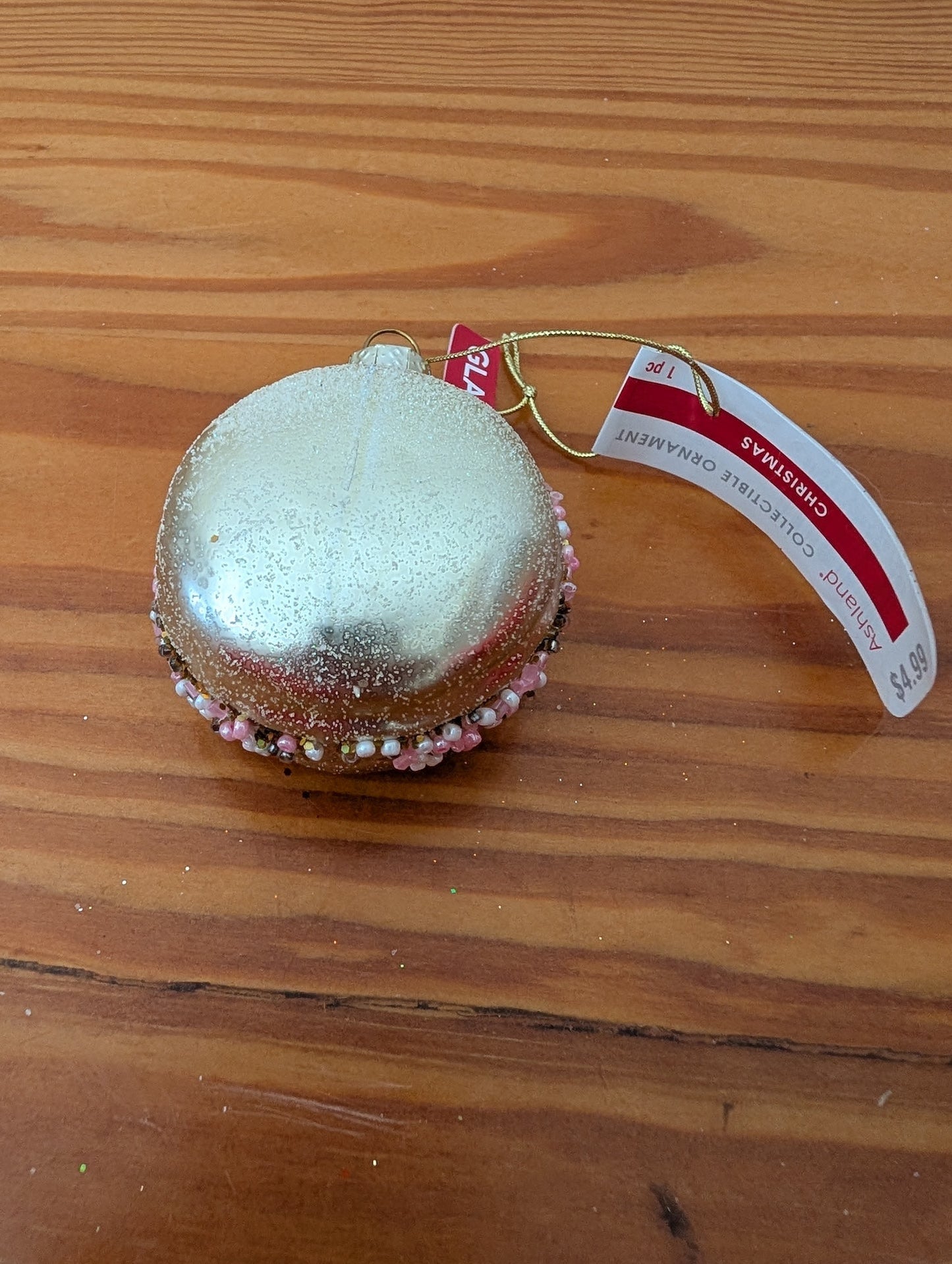 Macaron Ornament from Ashland - Ornaments (Glass, Beads Ornament, Novelty, Food-themed, Gold, Pink, White)