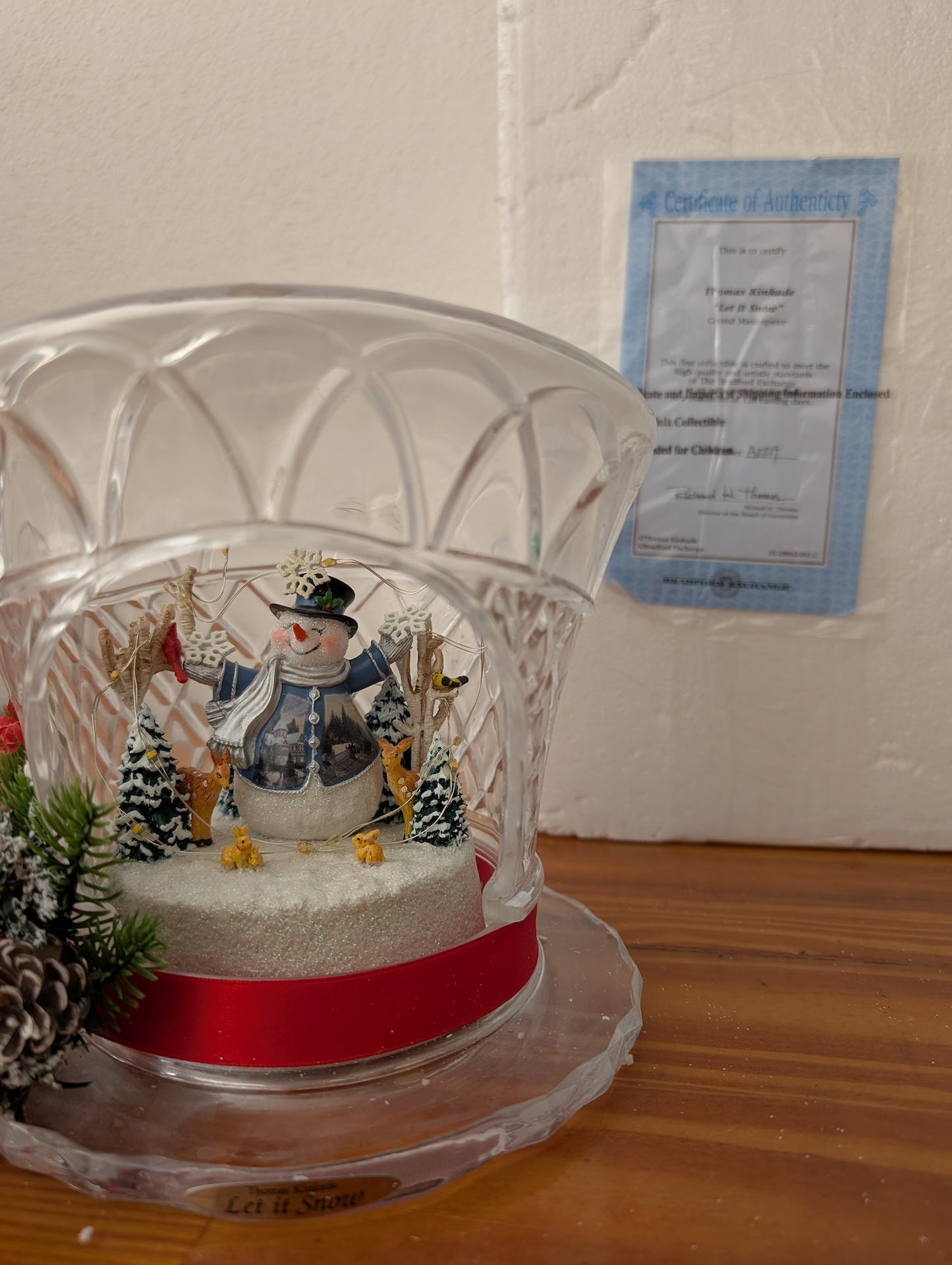 "Let It Snow" Grand Masterpiece from Ardleigh Elliott - Holiday Decor (Resin, Glass, Metal Figurine / Music Box, Traditional, Collectible, White, Blue, Red, Green)