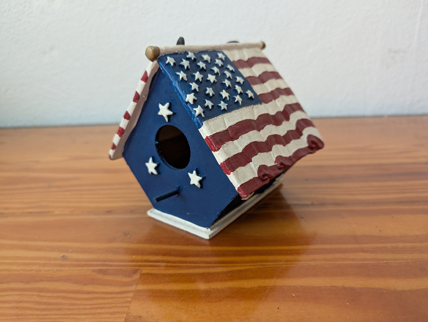 American Flag Birdhouse from Unknown - Garden Decor (Wood, Paint Birdhouse, Americana, Patriotic, Folk Art, Red, White, Blue)