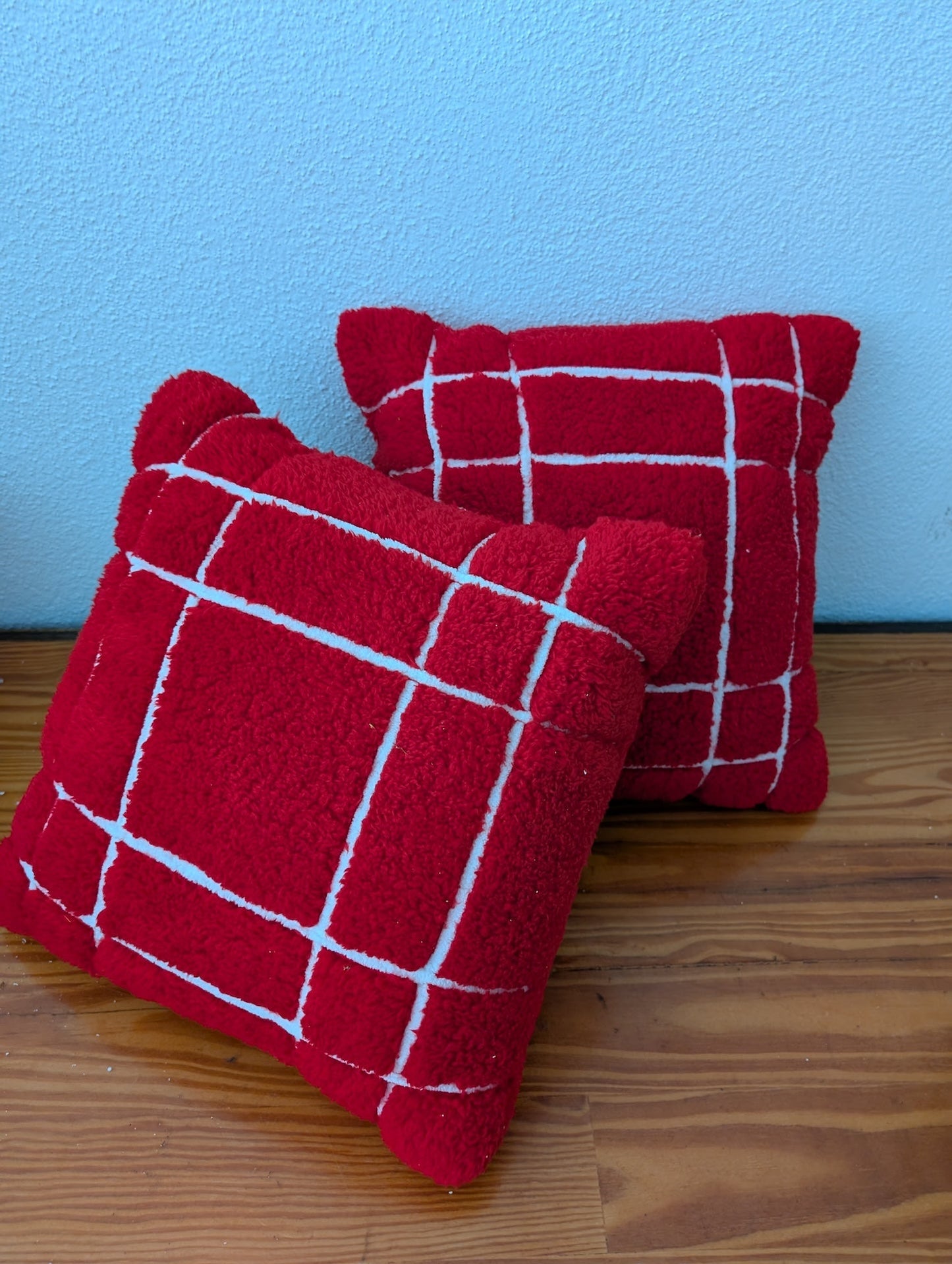 Red Sherpa Plaid Pillows from Unknown - Home Decor (Plush/Sherpa Fabric Decorative Pillows, Modern Farmhouse, Cabin, Christmas, Red, White)