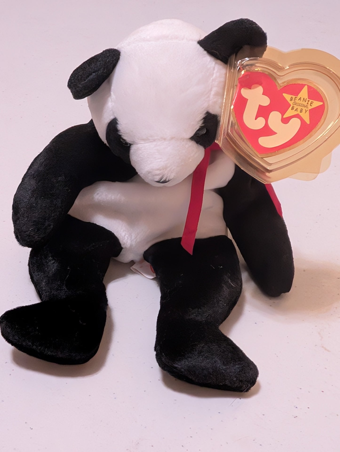China the Panda - Ty Beanie Baby (Black & White, 2000, Plush Toy, Stuffed Animal, MWMT, Vintage, Retired)