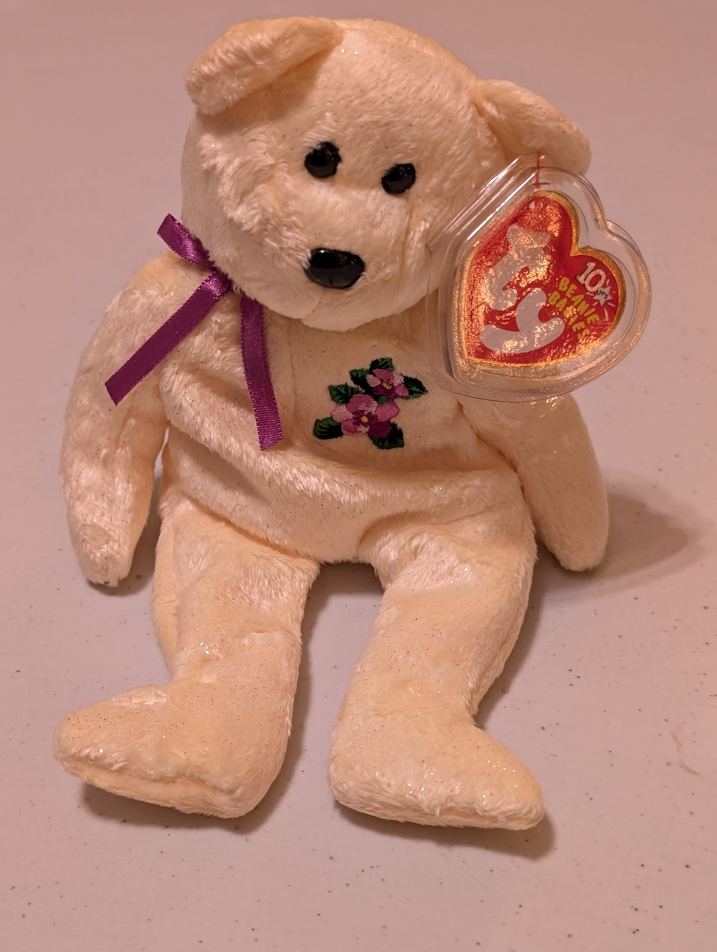 May Birthday Bear the Bear - Ty Beanie Baby (Cream, 2002, Plush Toy, Stuffed Animal, MWMT, Vintage, Retired)