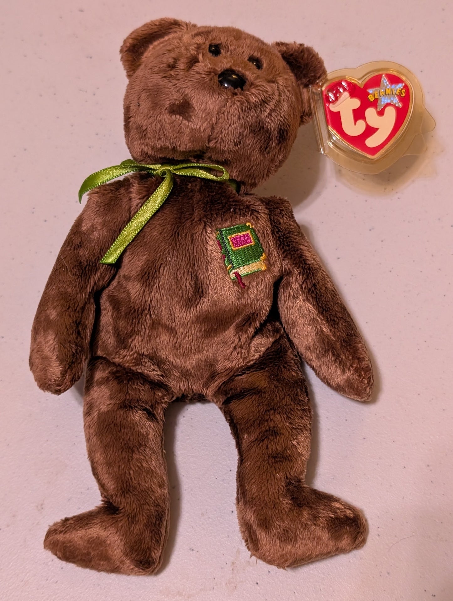 Professor the Bear - Ty Beanie Baby (Brown, 2002, Plush, Toy, Stuffed Animal, MWMT, Vintage, Retired)