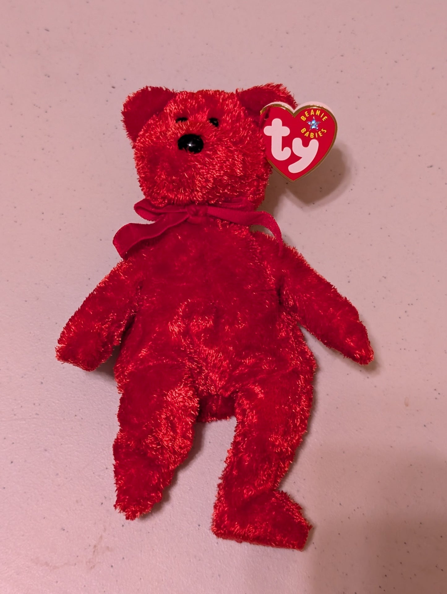 Sizzle the Bear - Ty Beanie Baby (Red, 2000, Plush, Toy, Stuffed Animal, MWMT, Vintage, Retired)