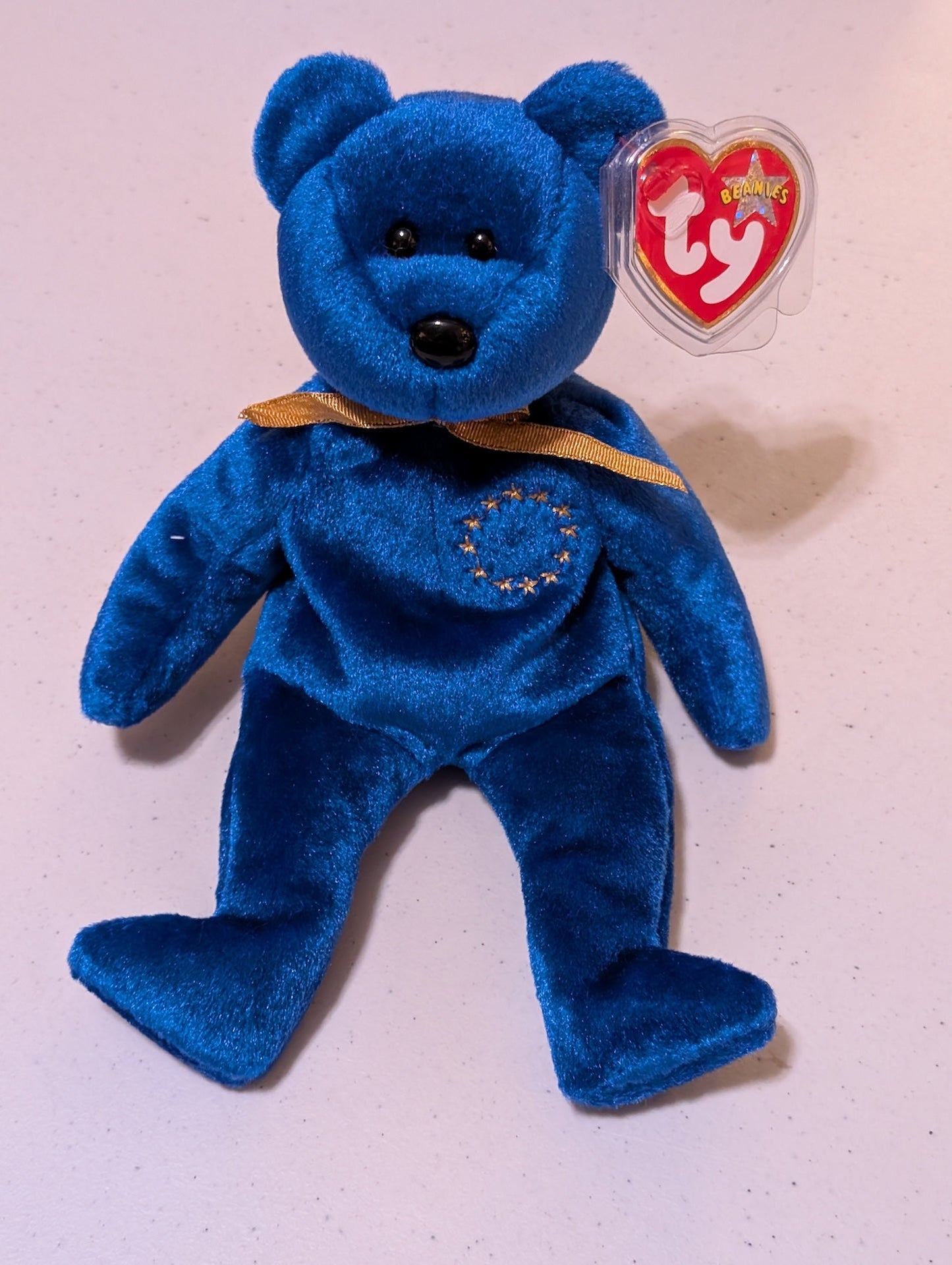 Euro the Bear - Ty Beanie Baby (Blue, 2000, Plush Toy, Stuffed Animal, MWMT, Vintage, Retired)
