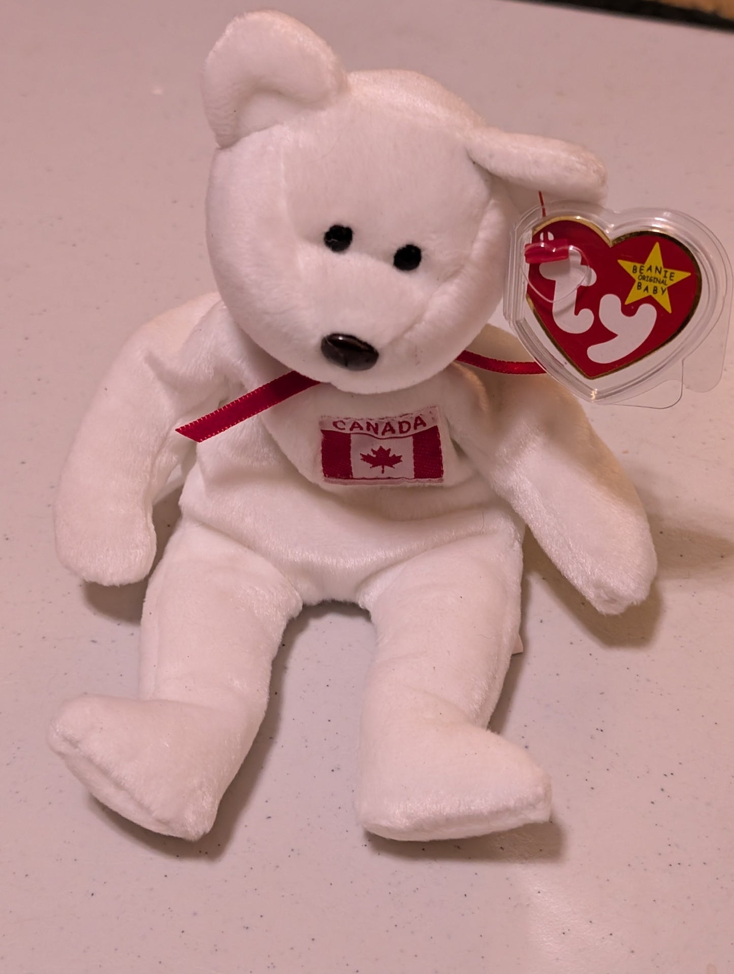 Maple the Bear - Ty Beanie Baby (White, 1996, Plush Toy, Stuffed Animal, MWMT, Vintage, Retired)