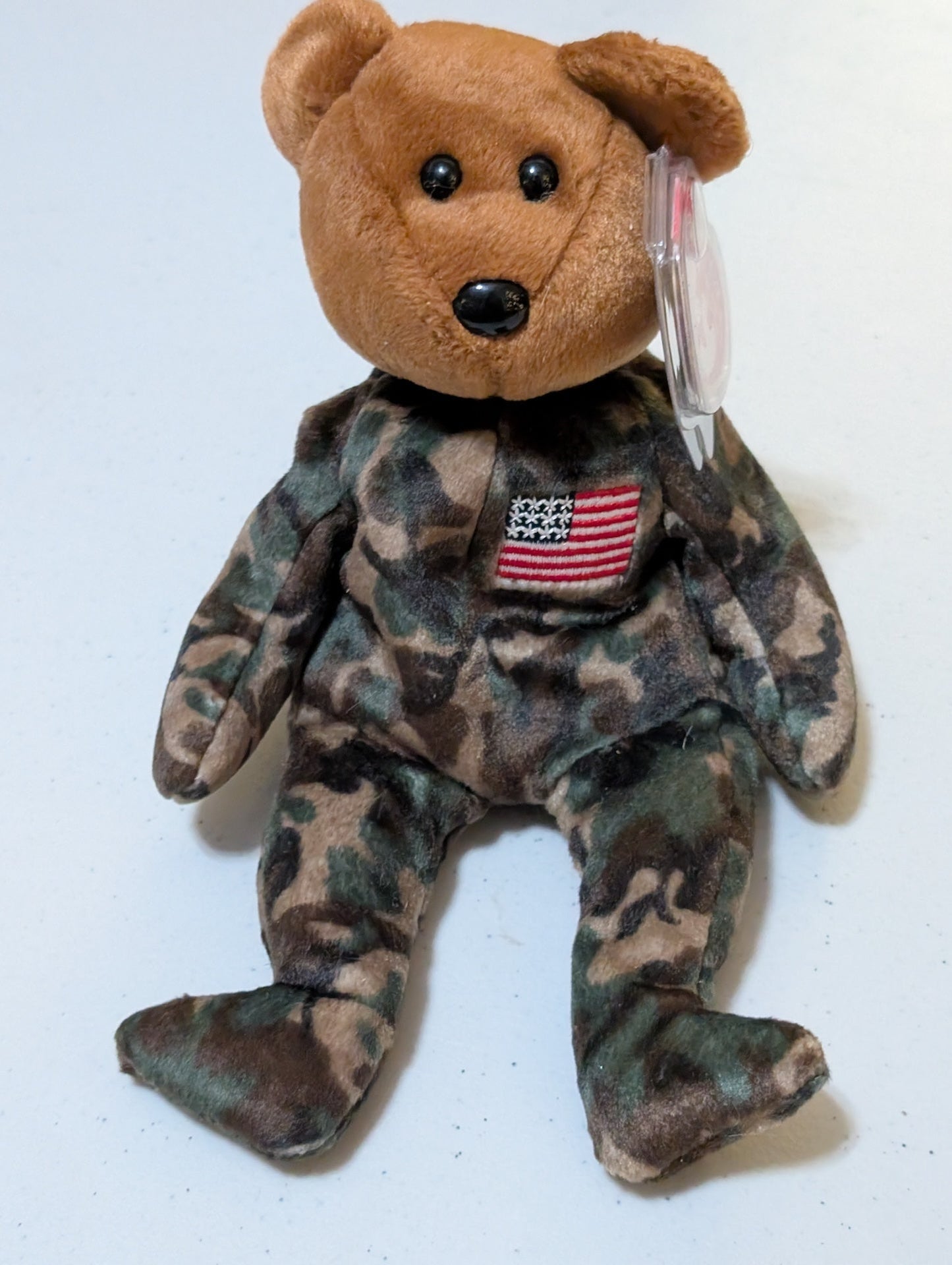 Hero the Bear - Ty Beanie Baby (Camouflage, Brown, Green, 2003, Plush Toy, MWMT, Stuffed Animal, Vintage, Retired, Plushie)