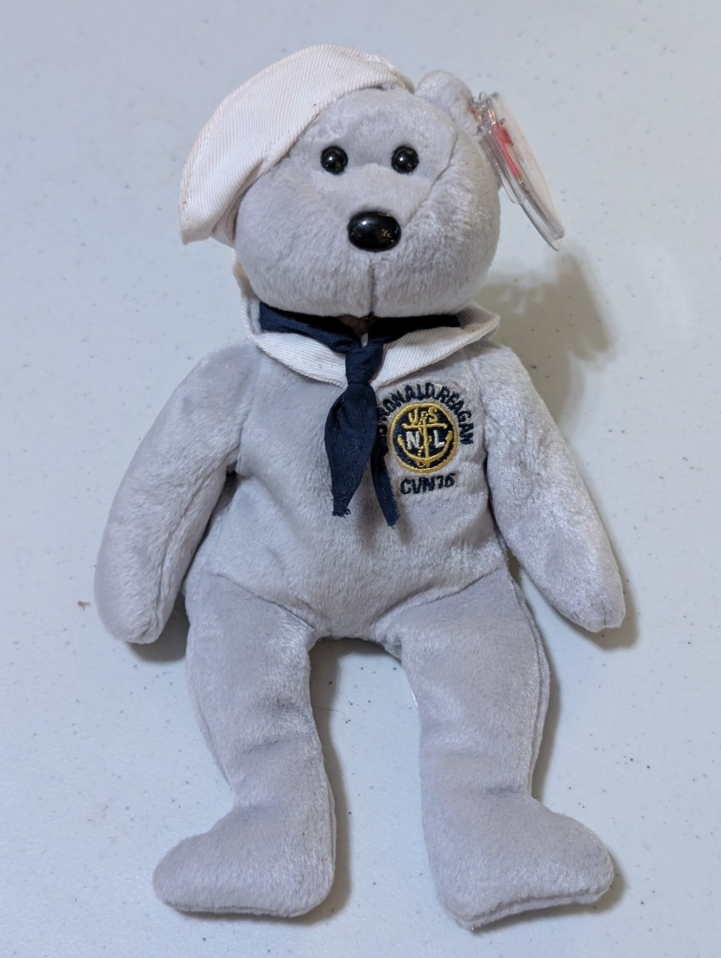 Reagan the Bear - Ty Beanie Baby (Gray, 2001, Plush Toy, MWMT, Stuffed Animal, Vintage, Retired, Plushie)