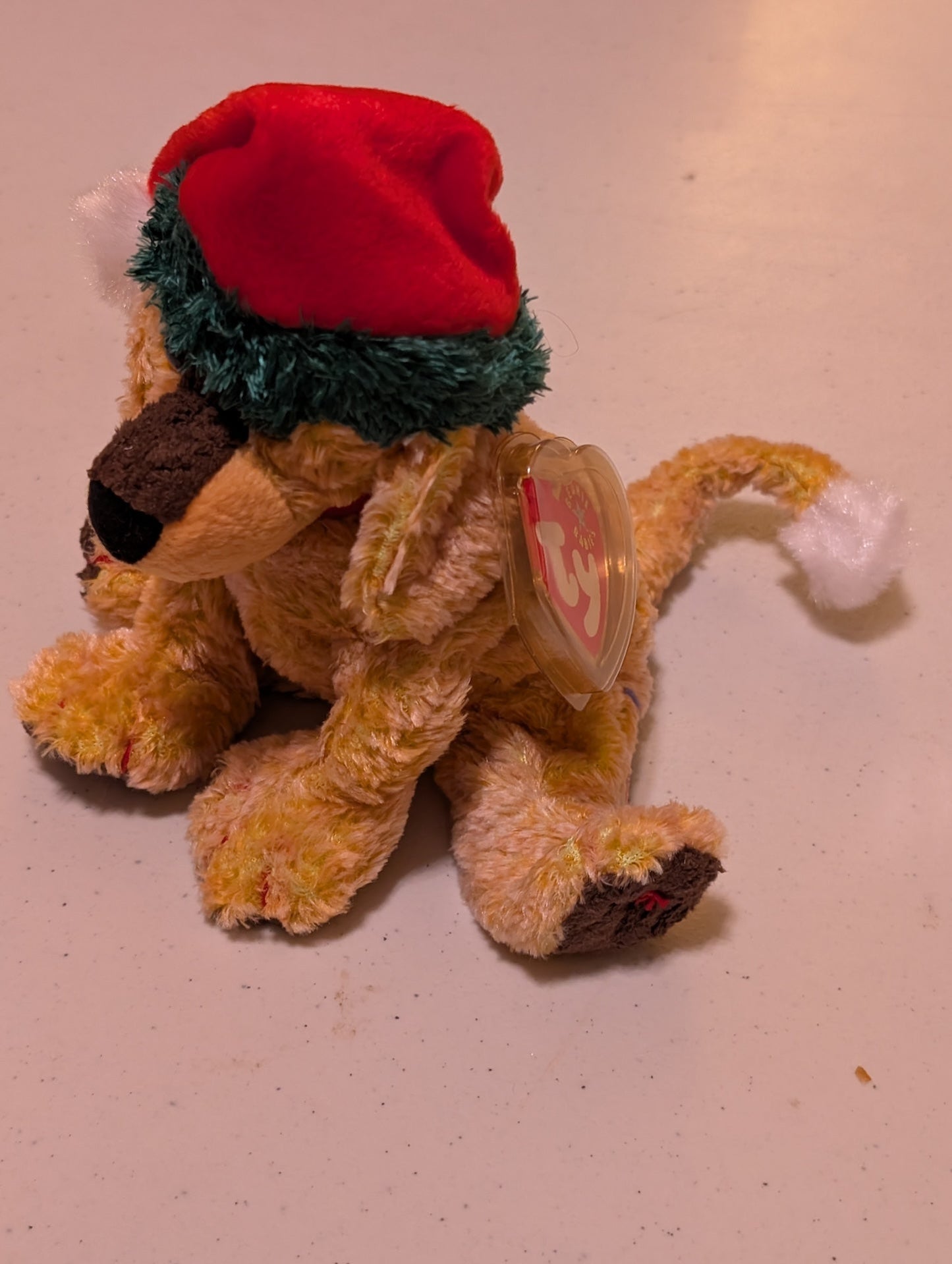 Jangle the Dog - Ty Jingle Beanie (Gold, Brown, Red, Green, 2001, Plush Toy, MWMT, Stuffed, Animal, Vintage, Retired, Plushie)