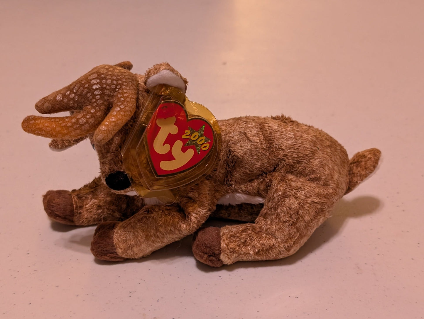 Roxy the Reindeer - Ty Beanie Baby (Brown, White, 2000, Plush Toy, MWMT, Stuffed Animal, Vintage, Retired, Plushie)