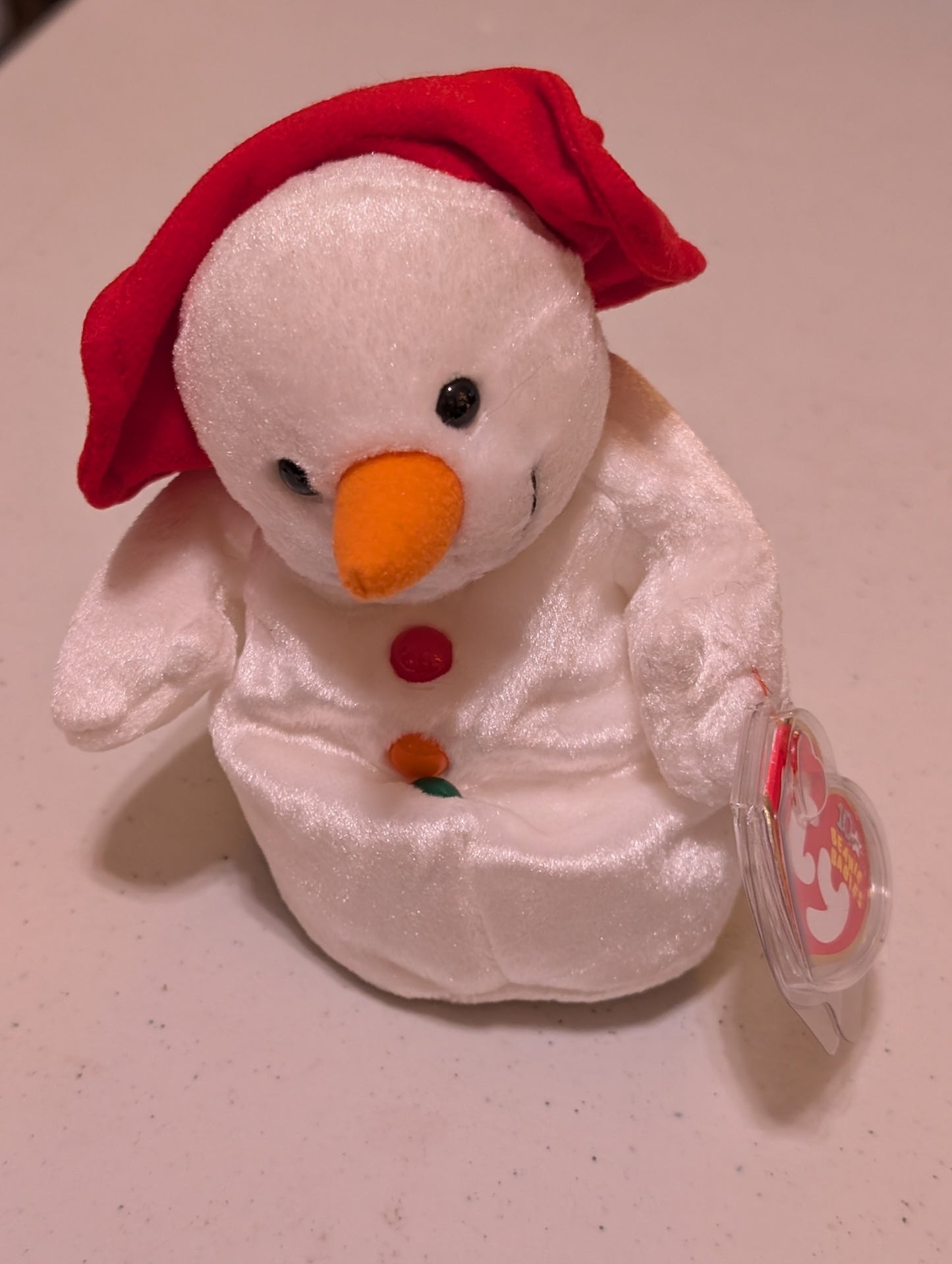 Snowball the Snowman - Ty Beanie Baby (White, Red, 2001, Plush Toy, MWMT, Stuffed Animal, Vintage, Retired, Plushie)