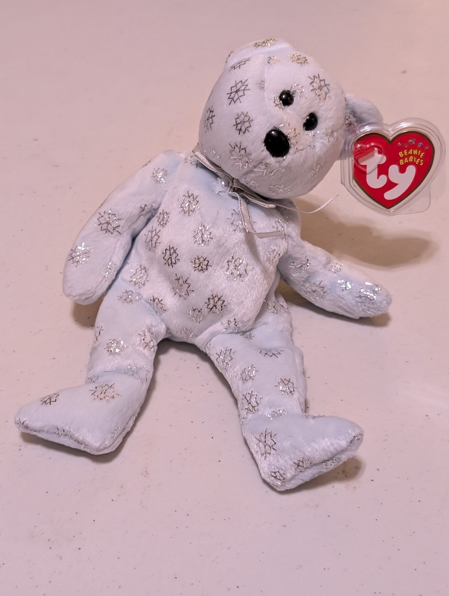 Snow-ette the Bear - Ty Beanie Baby (Light Blue, Silver, 2000, Plush Toy, MWMT, Stuffed Animal, Vintage, Retired, Plushie)