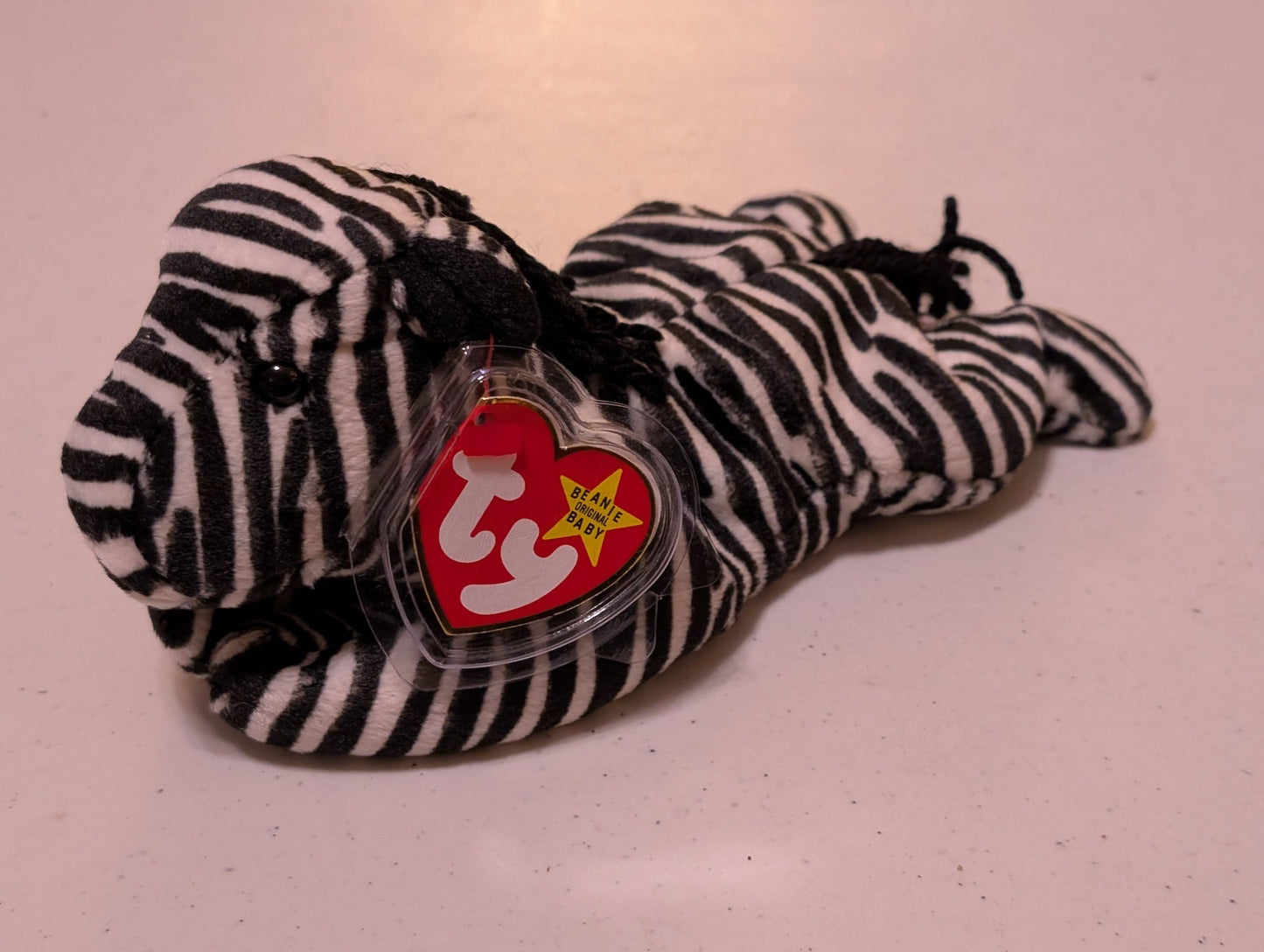 Ziggy the Zebra - Ty Beanie Baby (Black, White, 1995, Plush Toy, MWMT, Stuffed Animal, Vintage, Retired, Plushie)