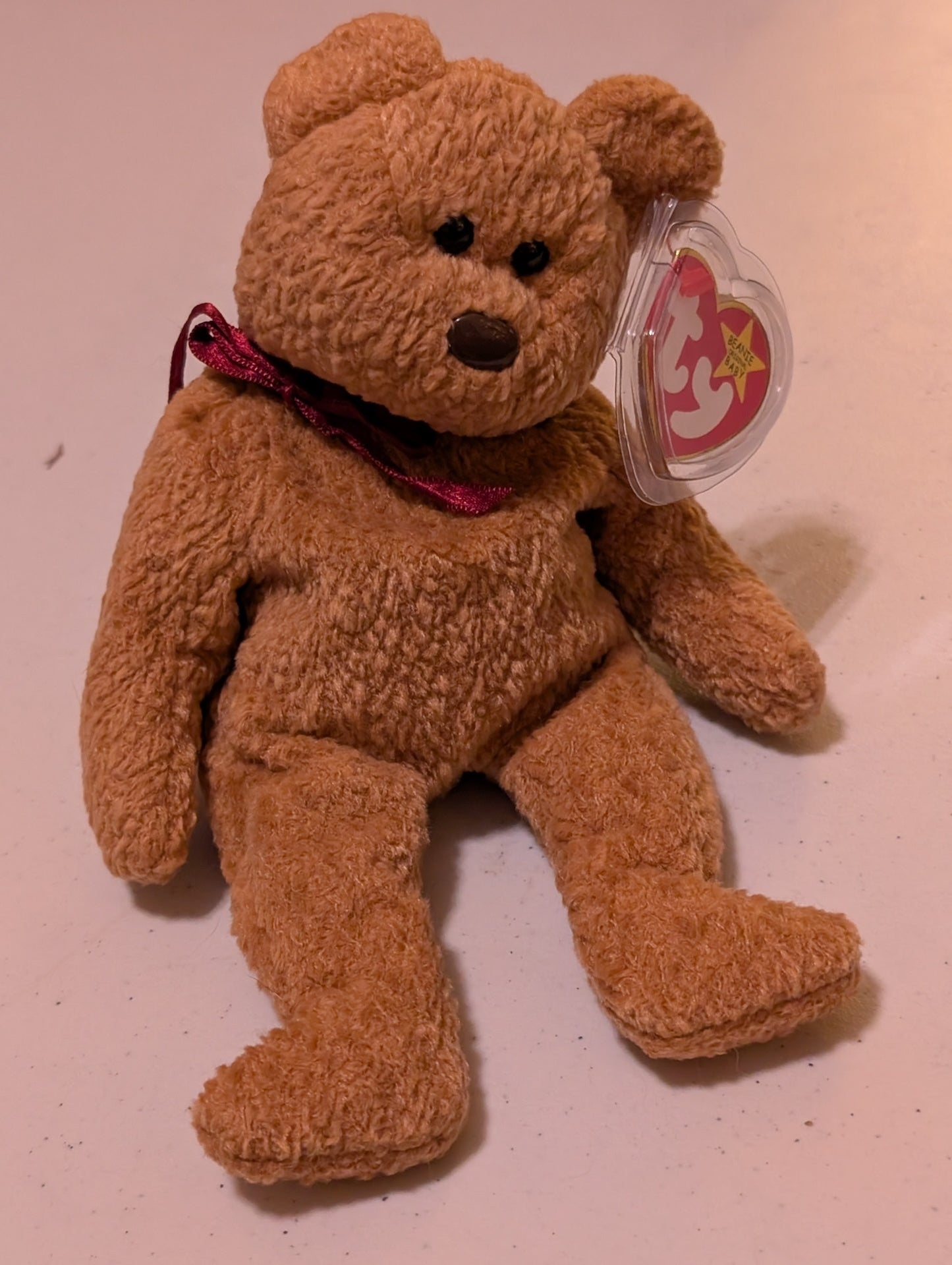 Curly the Bear - Ty Beanie Baby (Brown, 1996, Plush Toy, MWMT, Stuffed Animal, Vintage, Retired, Plushie)