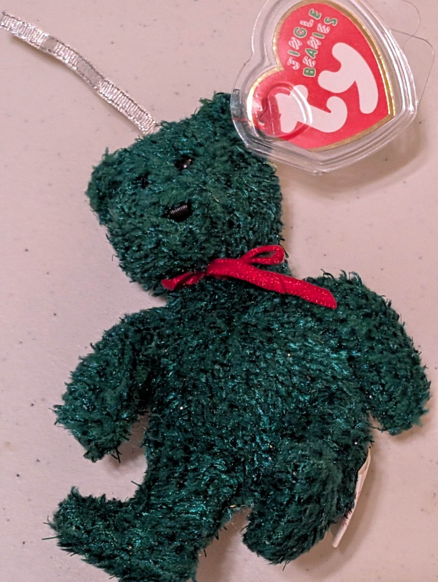 Teddy the Bear - Ty Jingle Beanie (Green, Red, 2000, Plush Toy, Stuffed Animal, MWMT, Vintage, Retired)