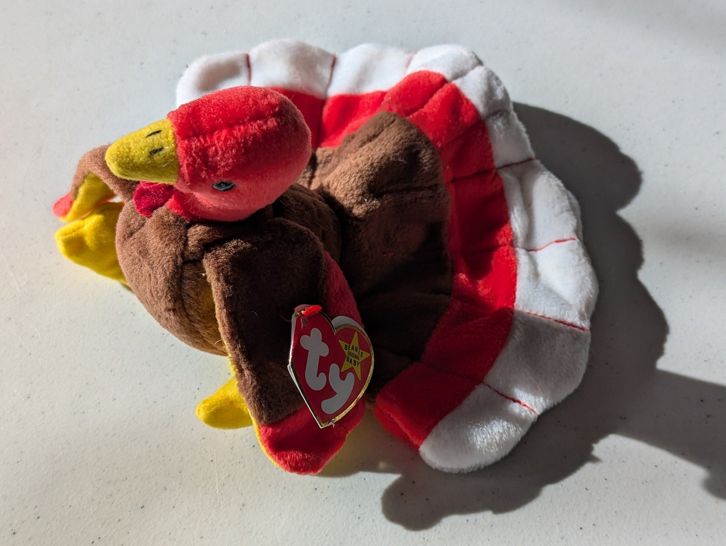 Gobbles the Turkey - Ty Beanie Baby (Brown, Red, White, 1996, Plushie, Toy, Stuffed Animal, MWMT, Vintage, Retired)