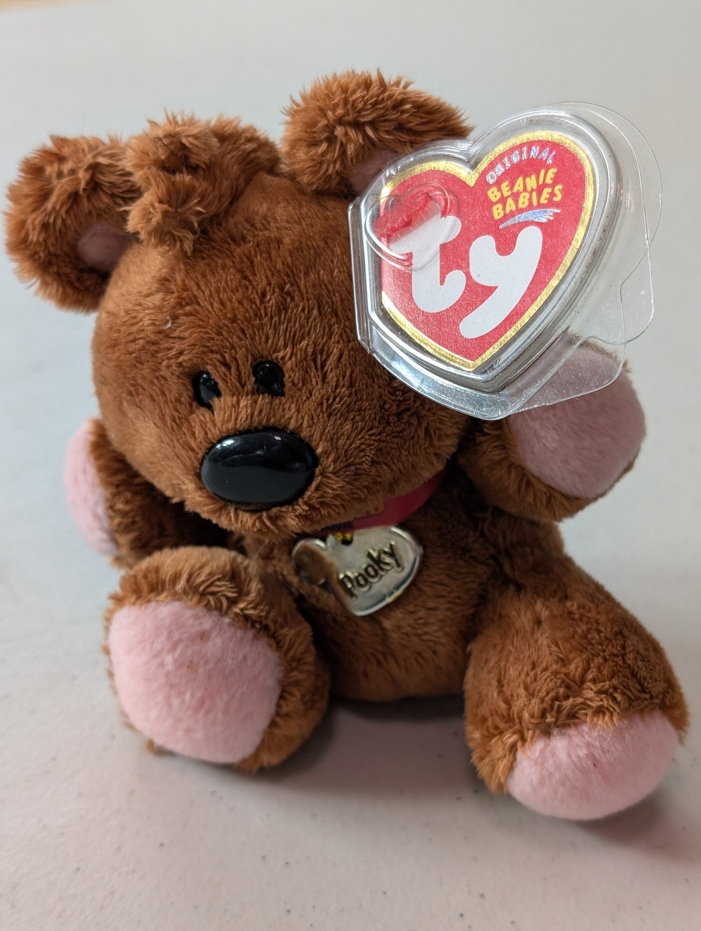 Pooky the Bear - Ty Beanie Baby (Brown, 2005, Plushie, Toy, Stuffed Animal, MWMT, Vintage, Retired)