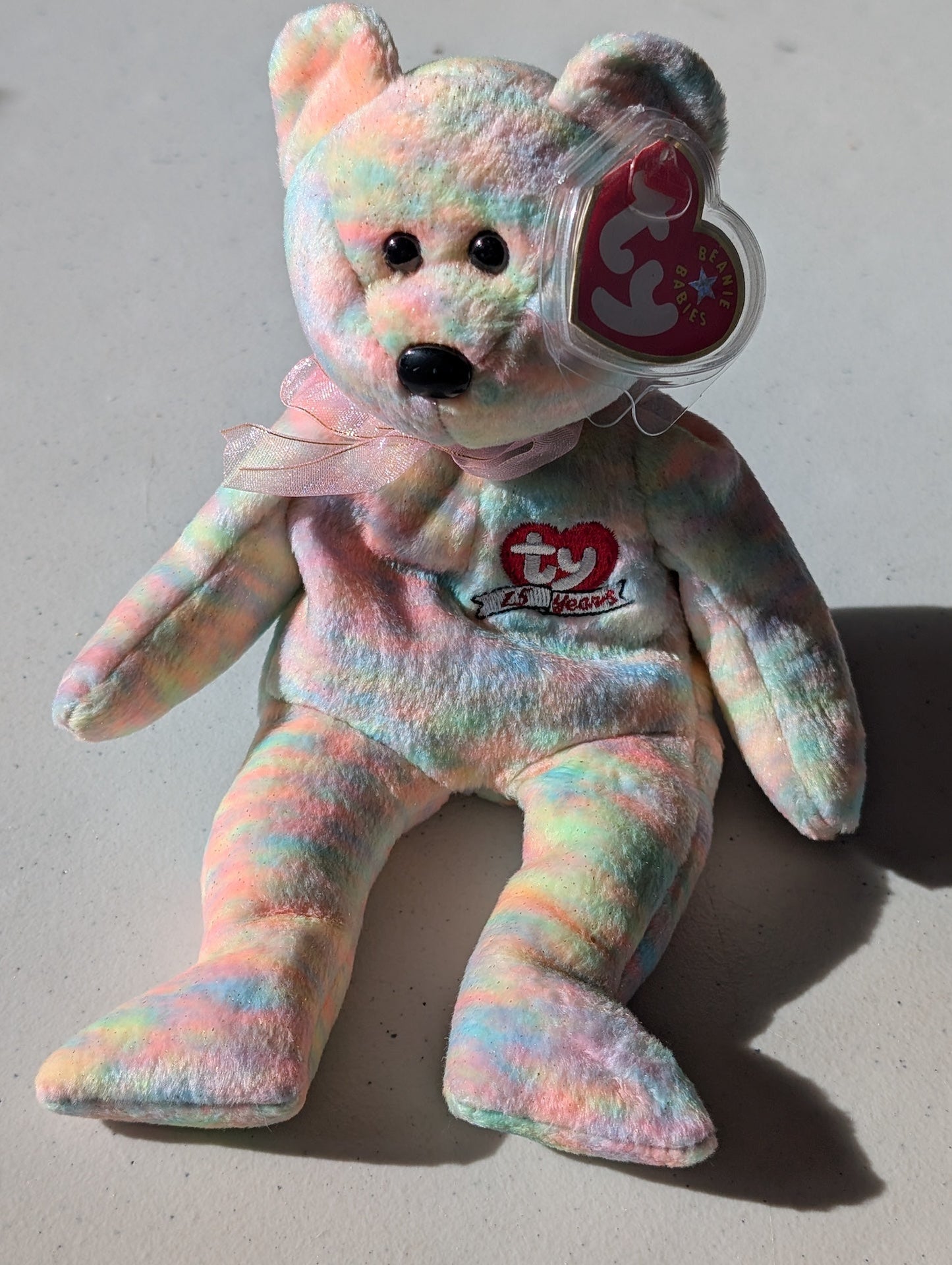 25th Anniversary Bear (Rainbow) the Bear - Ty Beanie Baby (Rainbow, 1998, Plushie, Toy, Stuffed Animal, MWMT, Vintage, Retired)