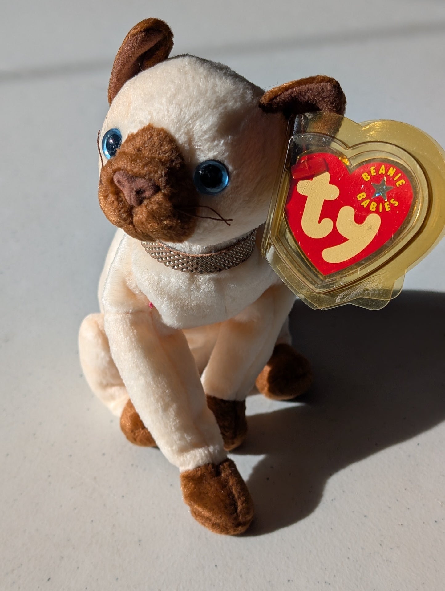Siam the Siamese Cat - Ty Beanie Baby (Cream, Brown, 1999, Plushie, Toy, Stuffed Animal, MWMT, Vintage, Retired)