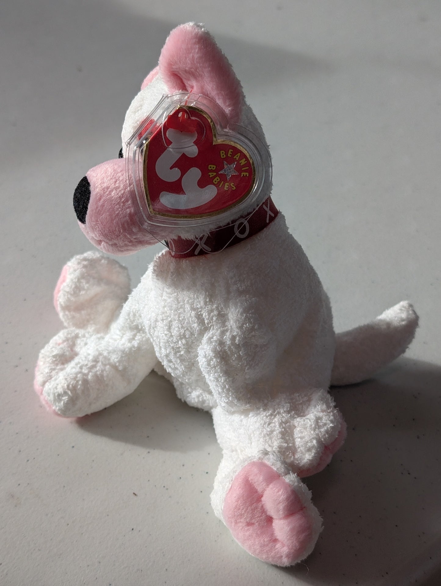 Sugar the Dog - Ty Beanie Baby (White, Pink, 2001, Plushie, Toy, Stuffed Animal, MWMT, Vintage, Retired)