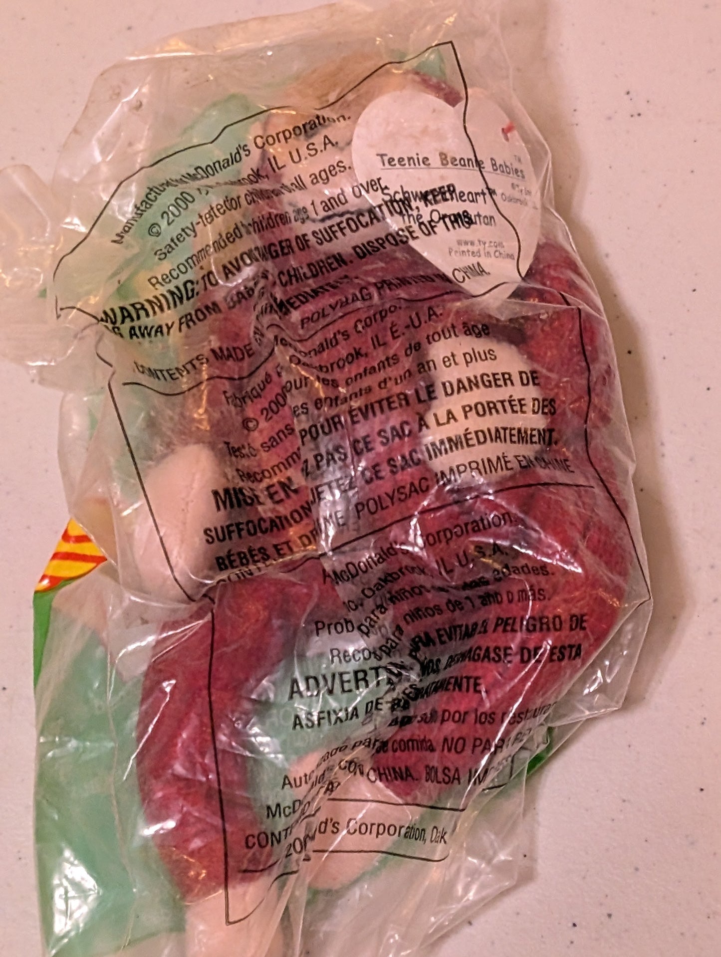 Sweetheart - McDonald's / Ty Teenie Beanie Baby (Red, White, 2000, Plush Toy, Vintage, Stuffed Animal, Retired)