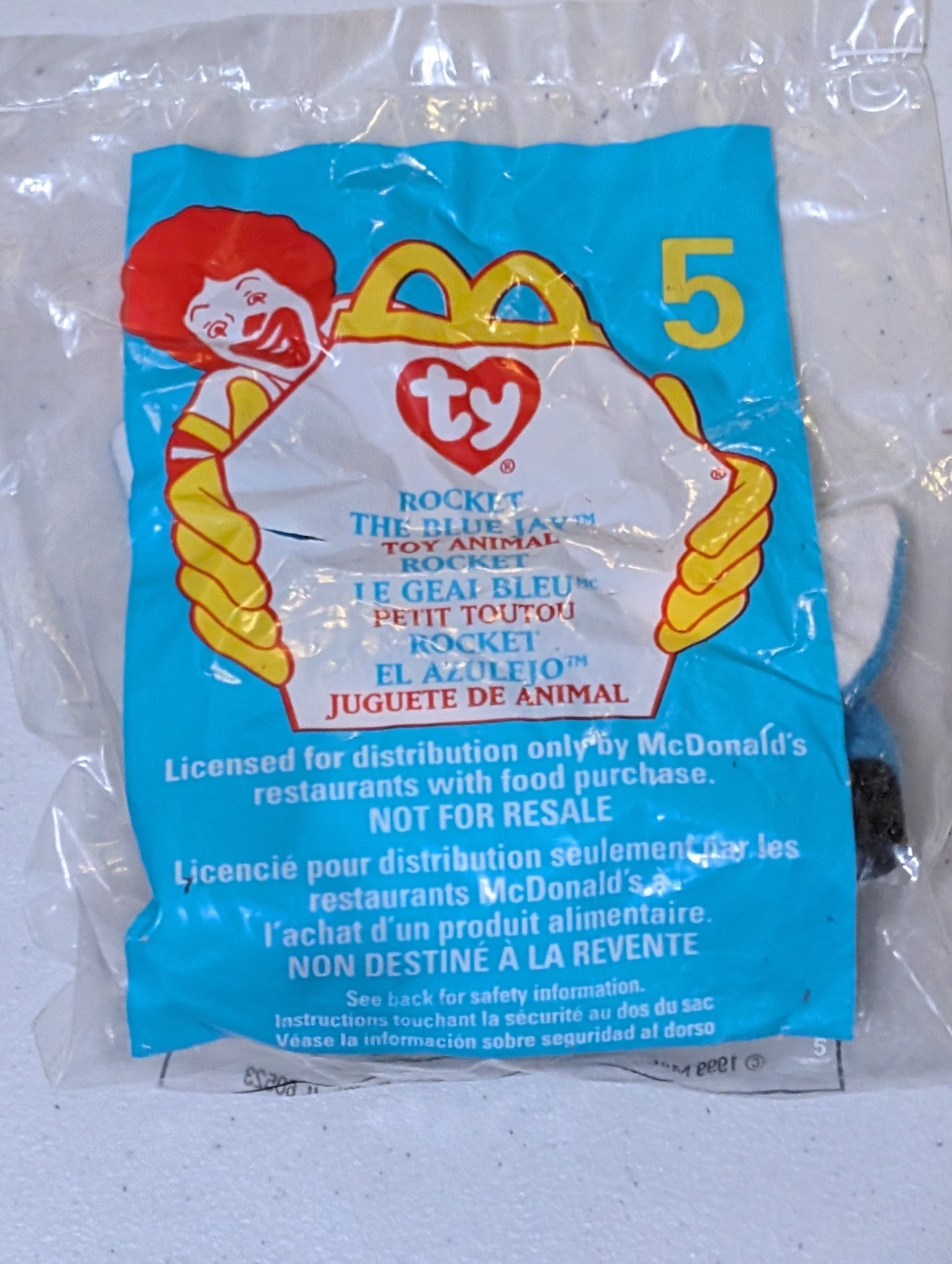Rocket - McDonald's / Ty Teenie Beanie Baby (Blue, White, 1997, Plush Toy Vintage, Stuffed Animal, Retired)