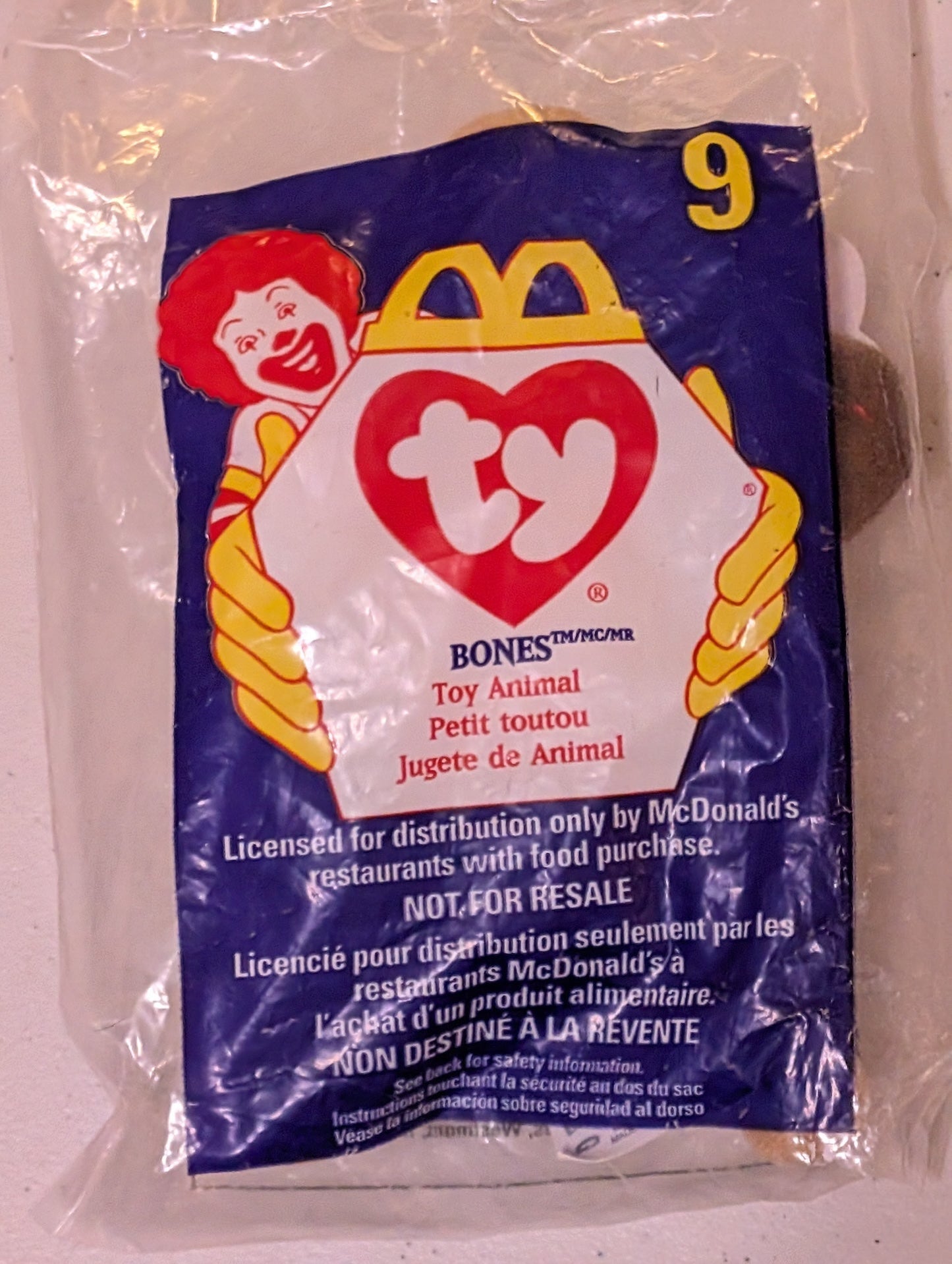 Bones - McDonald's / Ty Teenie Beanie Baby (Brown, 1994, Plush, Toy, Vintage, Stuffed Animal, Retired)