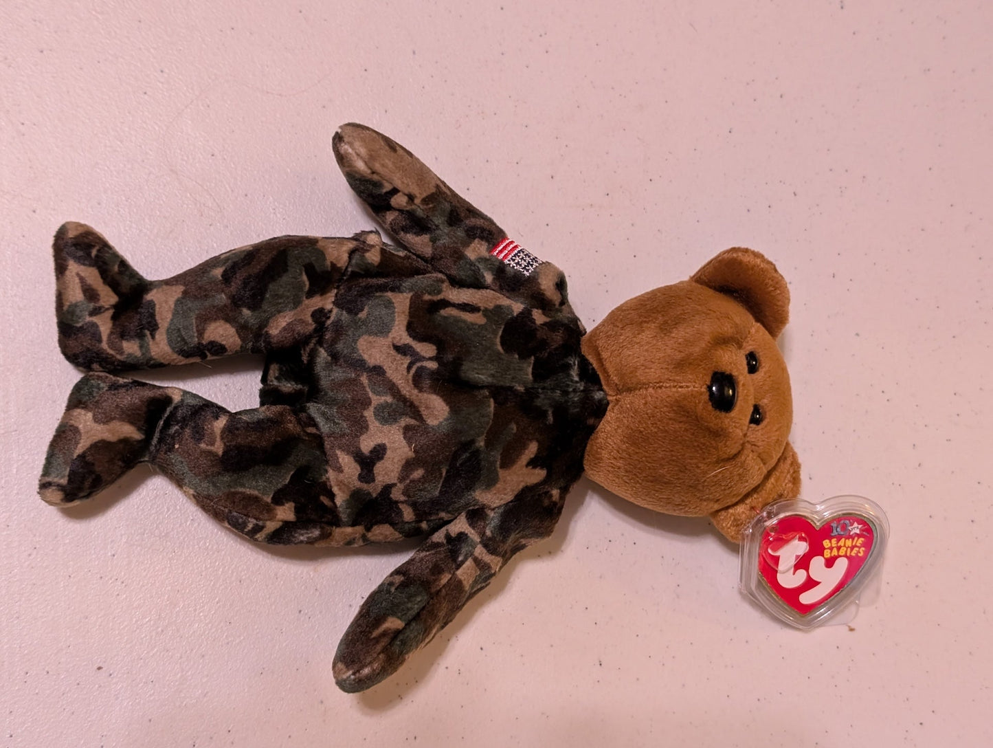 Hero the Bear - Ty Beanie Baby (Brown, Camouflage, 2003, MWMT, Plush, Toy, Stuffed Animal, Vintage, Retired)